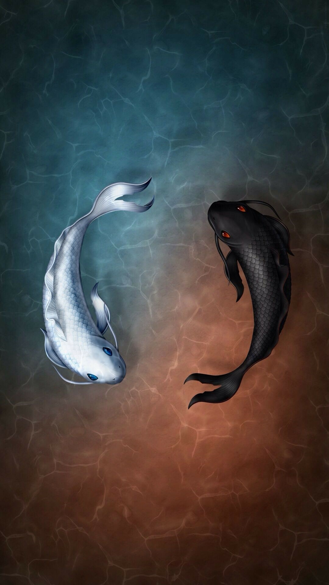 Koi fish wallpapers, iPhone backgrounds, Artistic depiction, Water creatures, 1080x1920 Full HD Phone