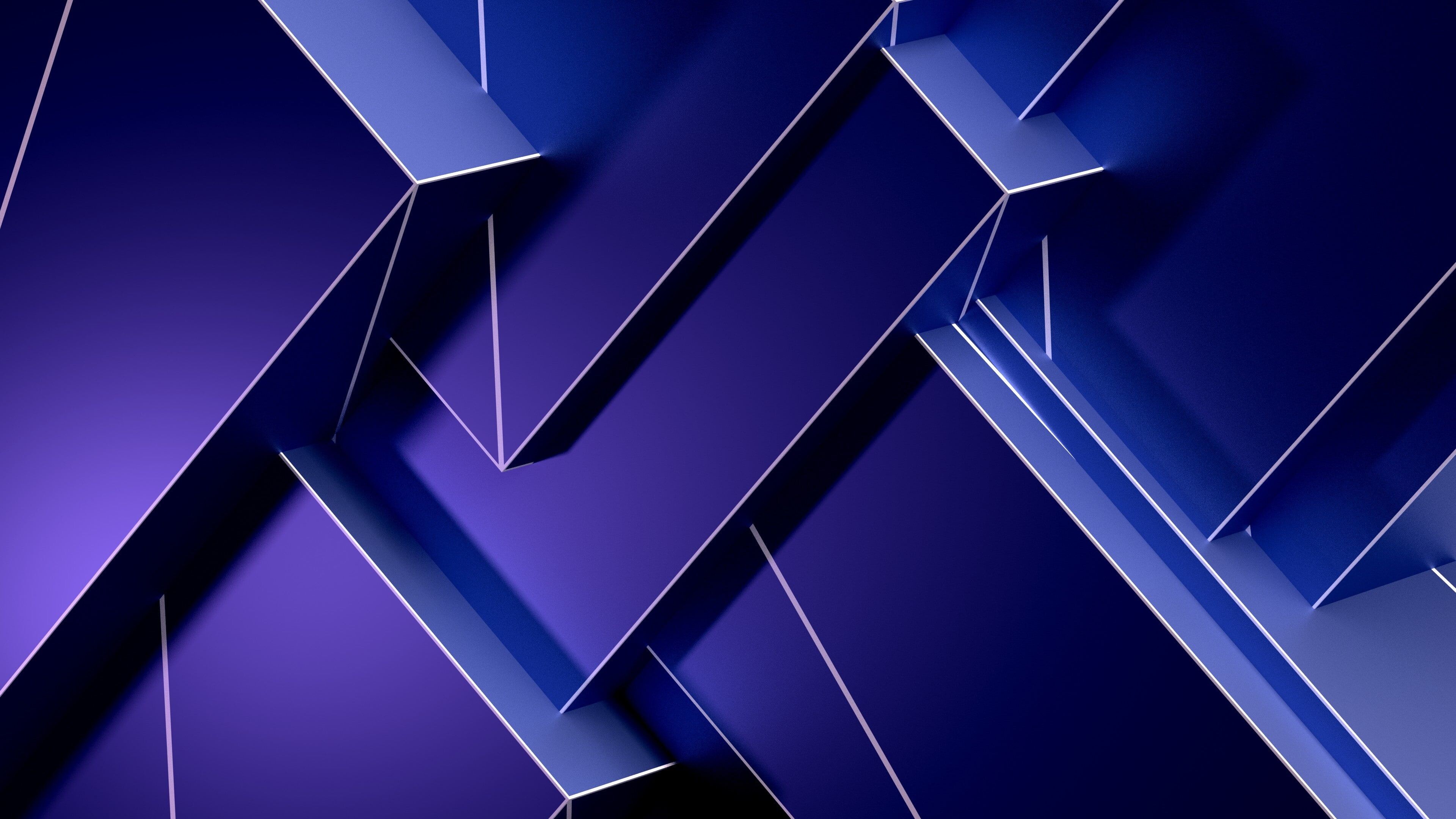 3D digital art, Purple geometry lines, 3840x2160 4K Desktop