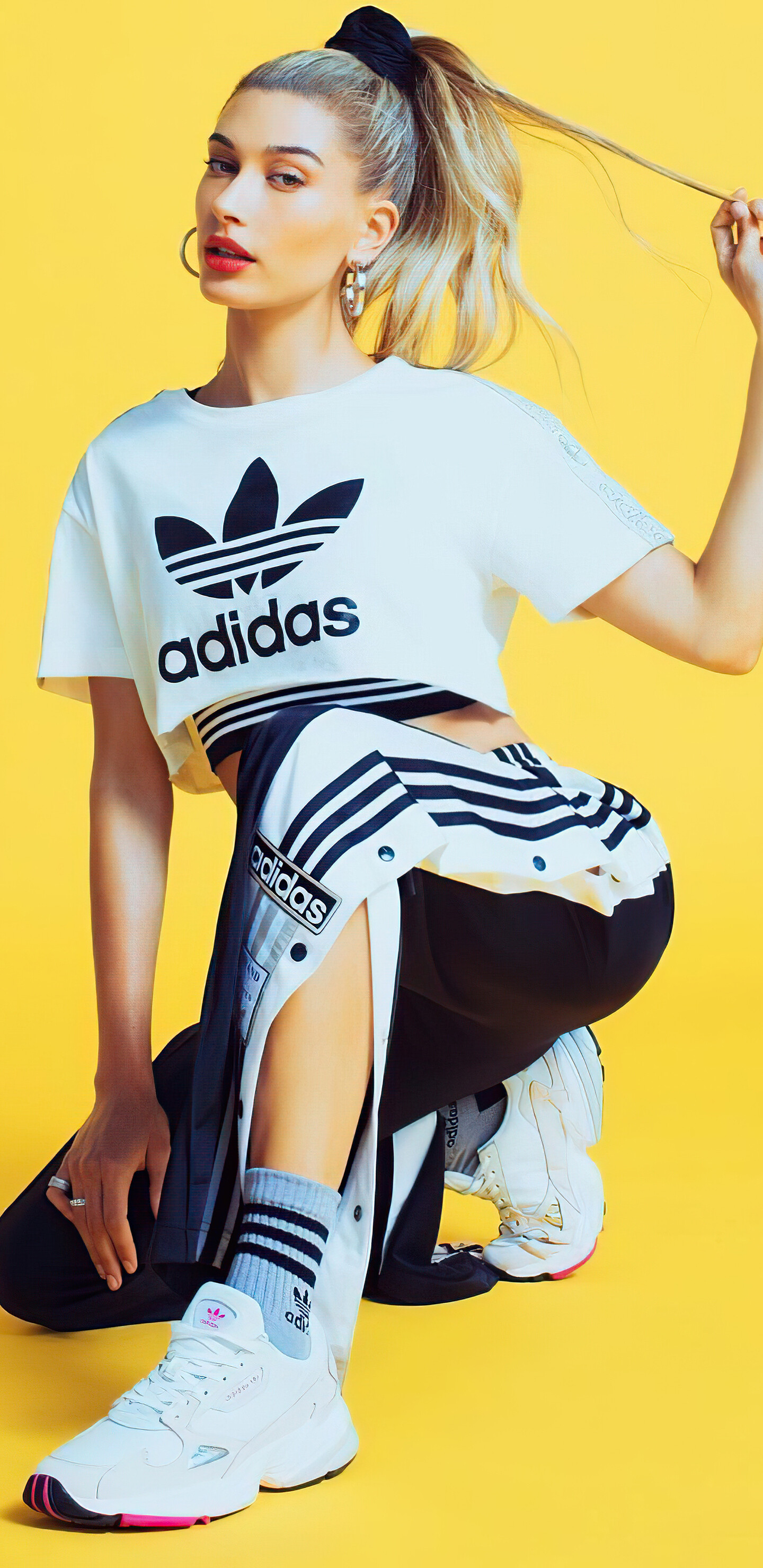 Hailey Bieber, Adidas wallpapers, Samsung Galaxy, HD images, 1440x2960 HD Phone