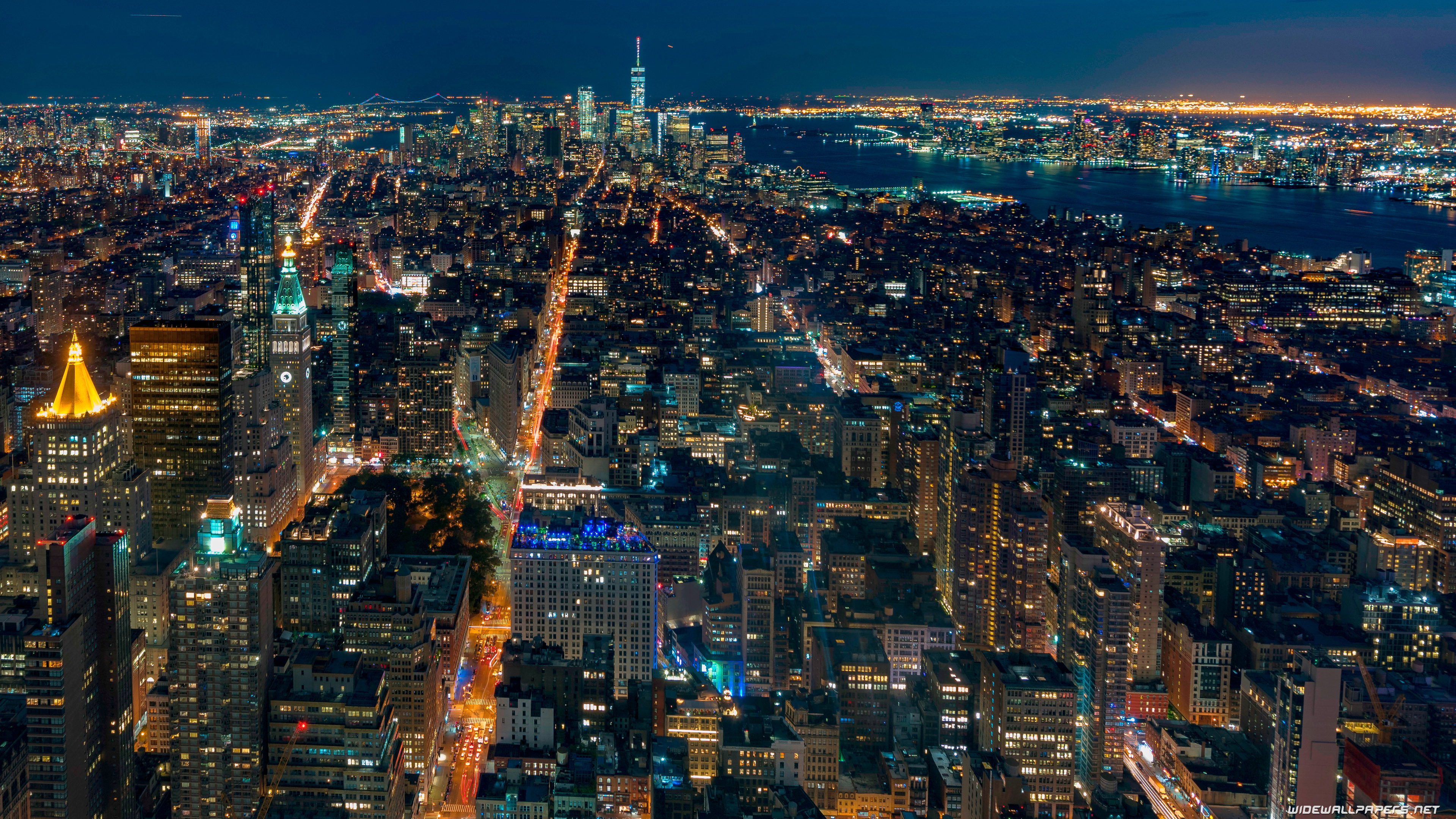 Night view, New York Skyline Wallpaper, 3840x2160 4K Desktop