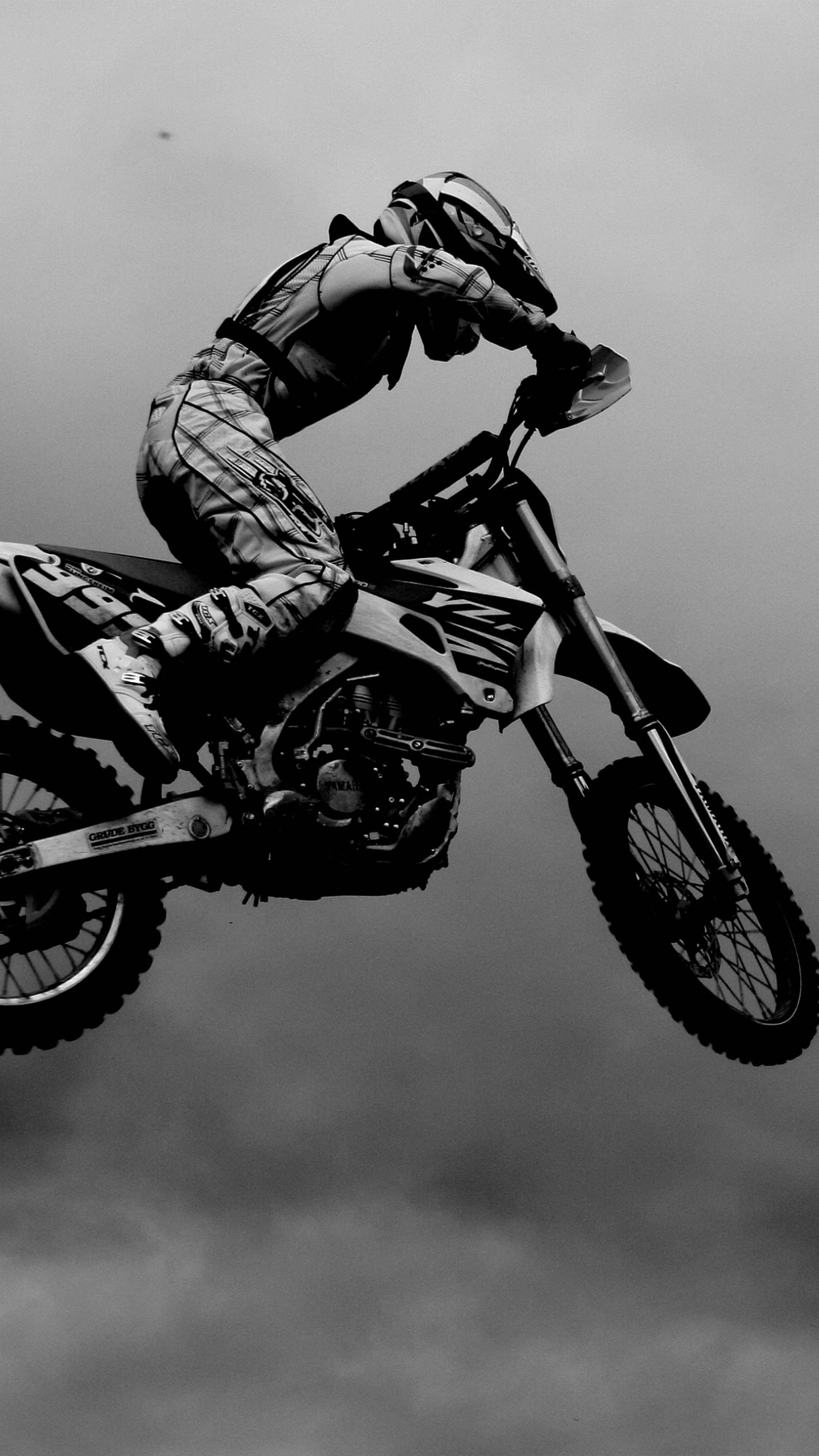 KTM Dirt Bike, Auto expertise, Motocross scene, Black and white style, 2160x3840 4K Phone