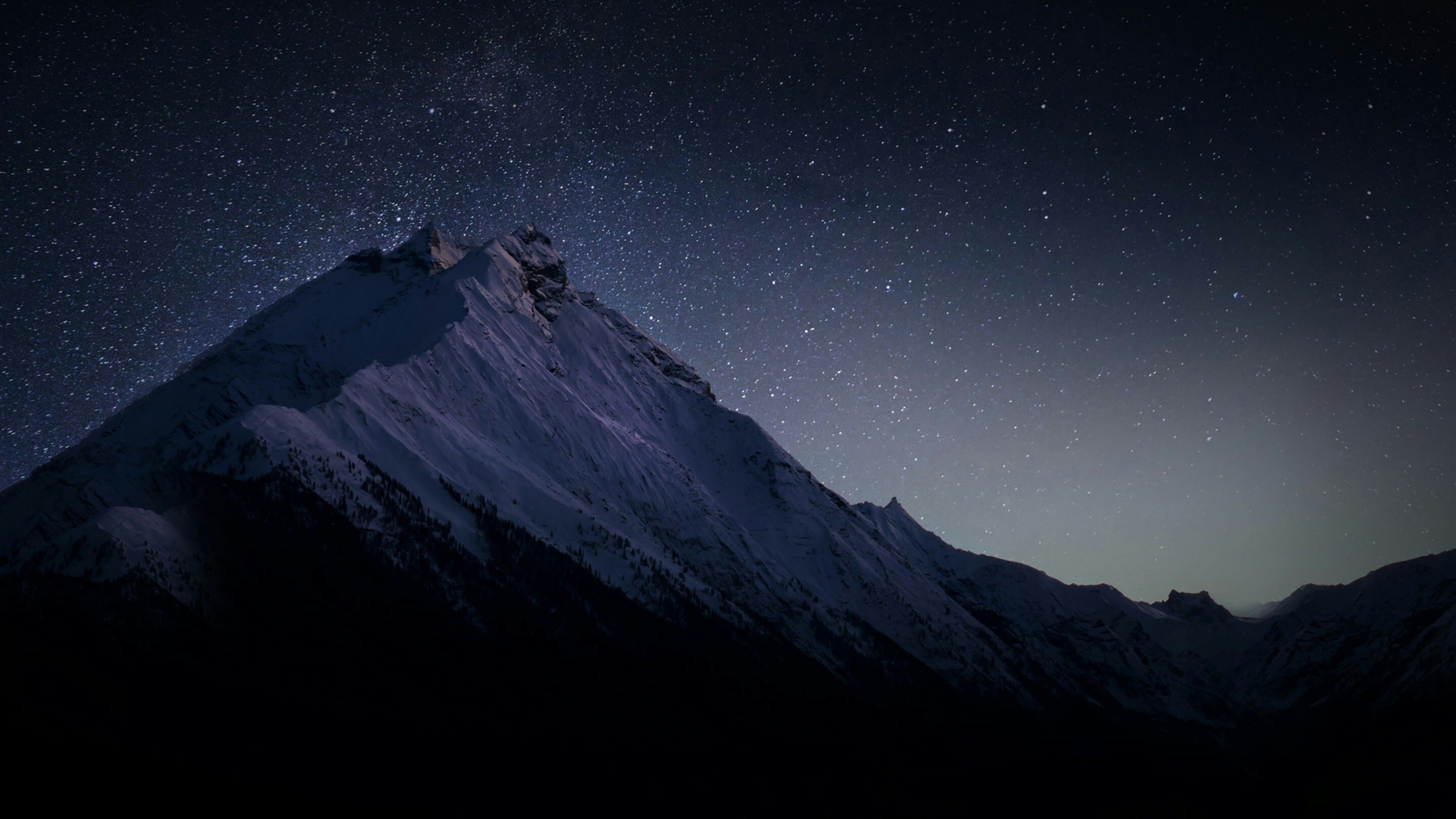 Dark Mountain, Night, Enigmatic, Landscape, Nature, 3840x2160 4K Desktop