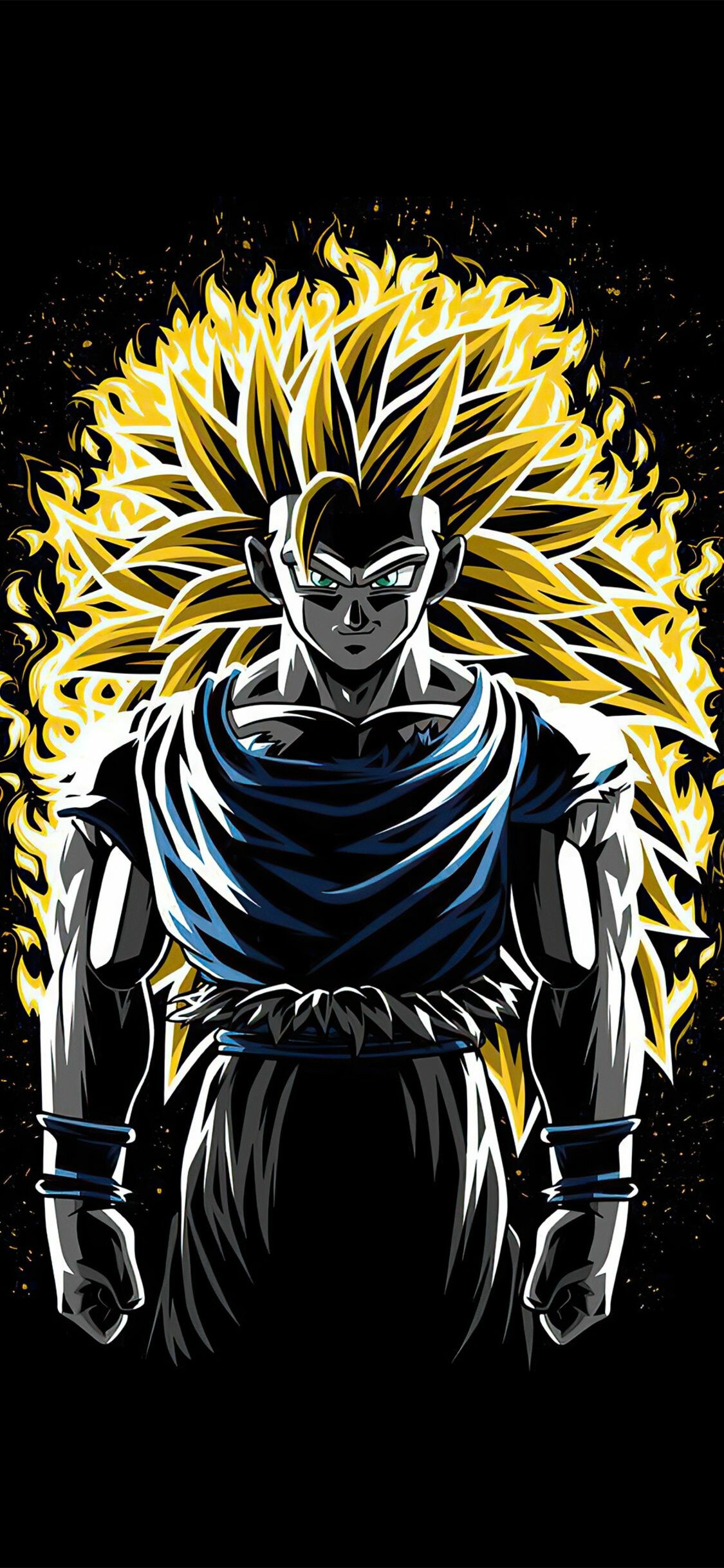 Dragon Ball Z, Super Saiyan Goku, Explosive battle, Anime wallpaper, 1130x2440 HD Phone