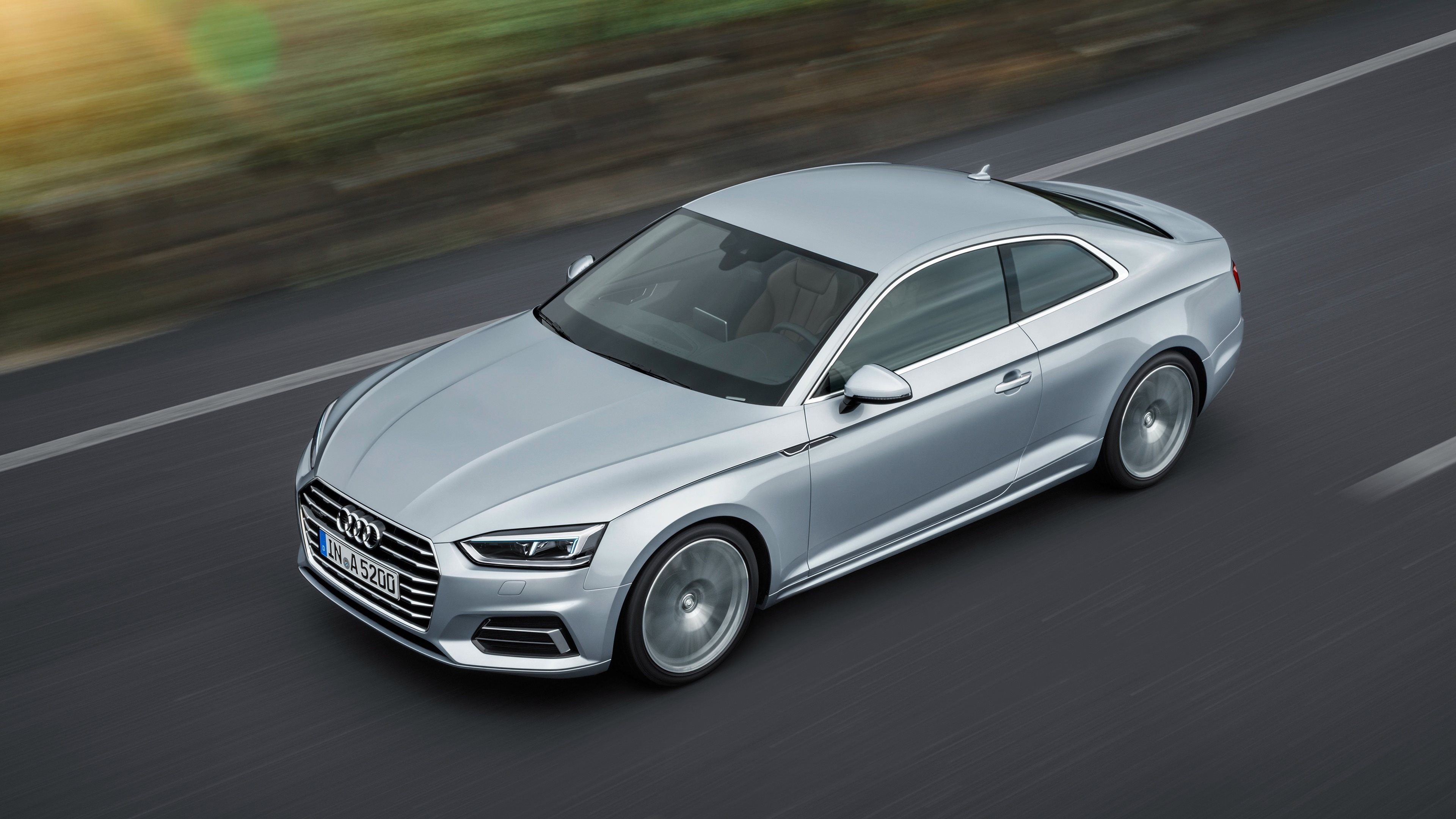 Audi A5, 2016 2017 coupe, silver, road speed, 3840x2160 4K Desktop