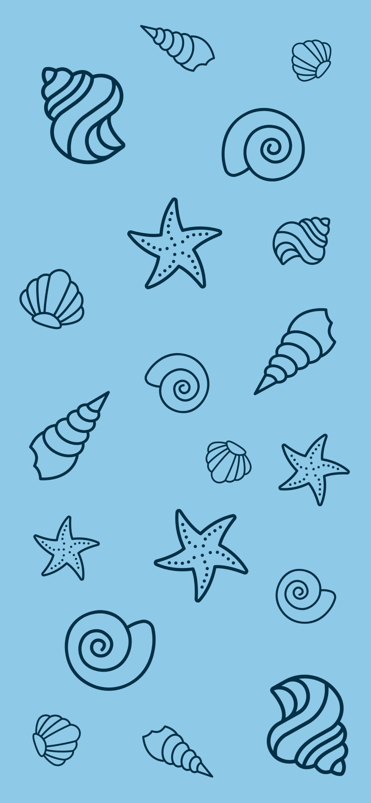 Shells, Blue aesthetic, Summer, Light hues, Ocean vibes, 1190x2560 HD Phone