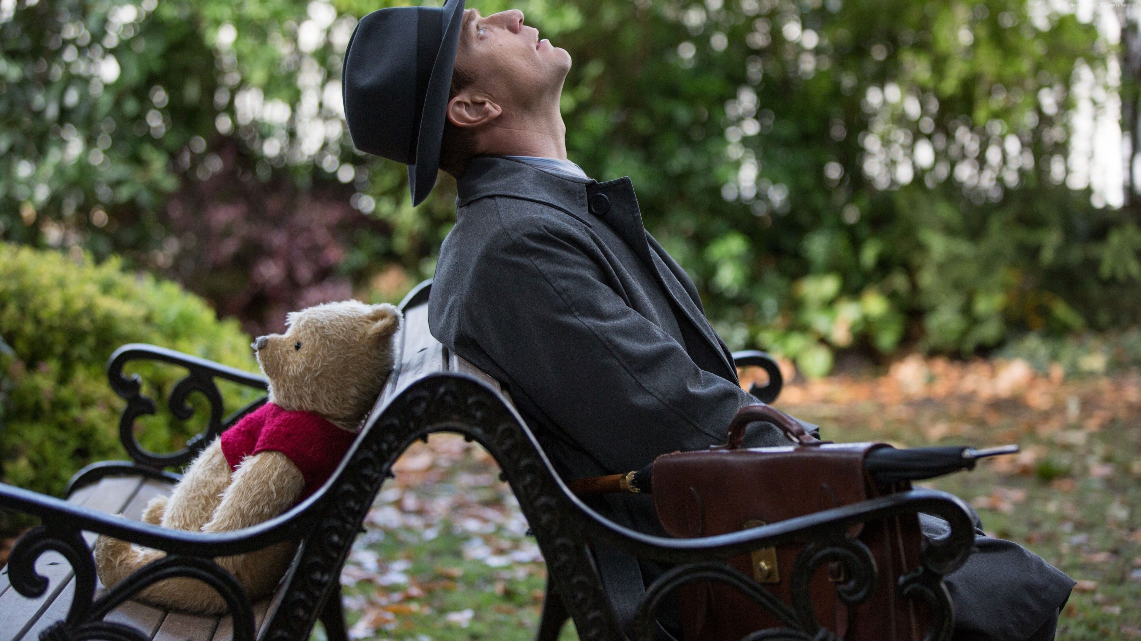 Christopher Robin movie, Wallpaper featuring Ewan McGregor, Winnie the Pooh, Disney movie, 3840x2160 4K Desktop