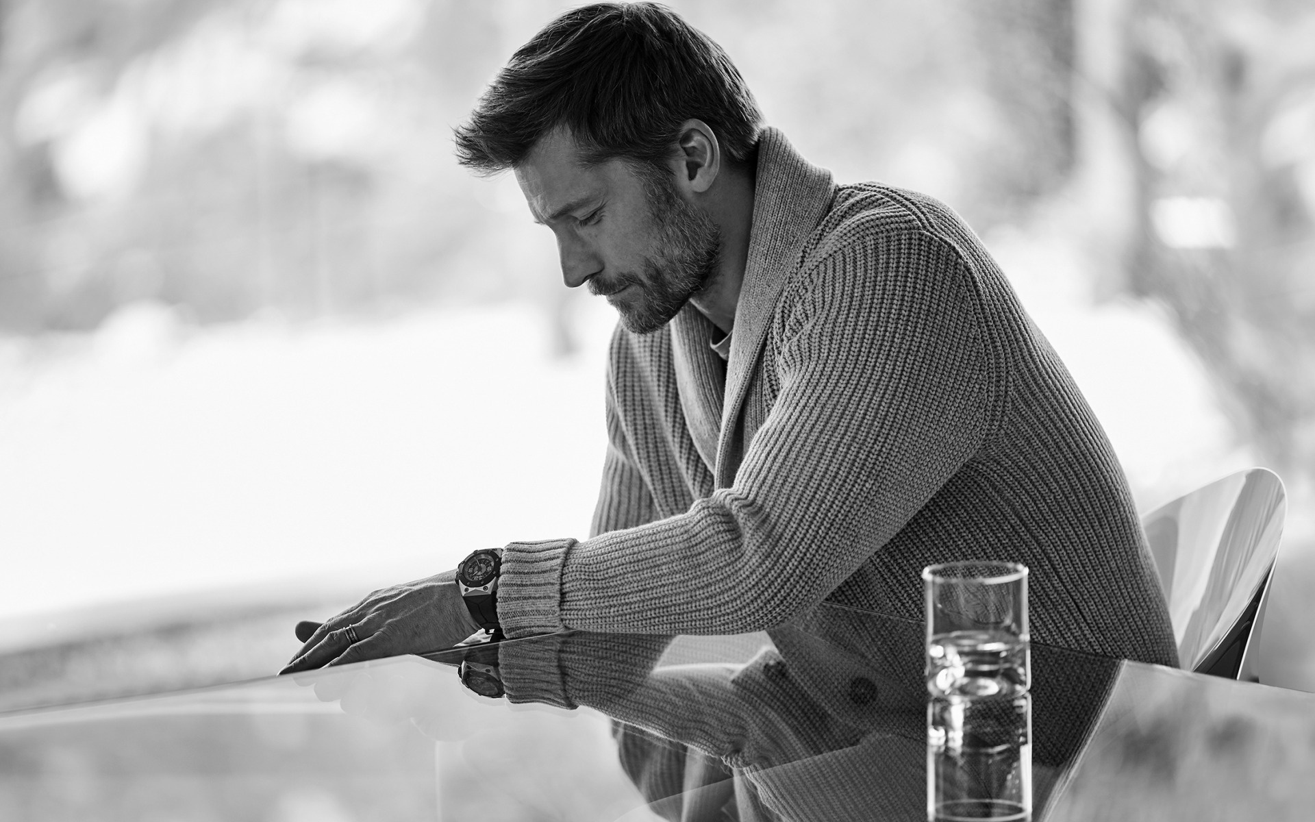 Nikolaj Coster-Waldau, Danish Actor, Monochrom Portrt, Desktop, 1920x1200 HD Desktop