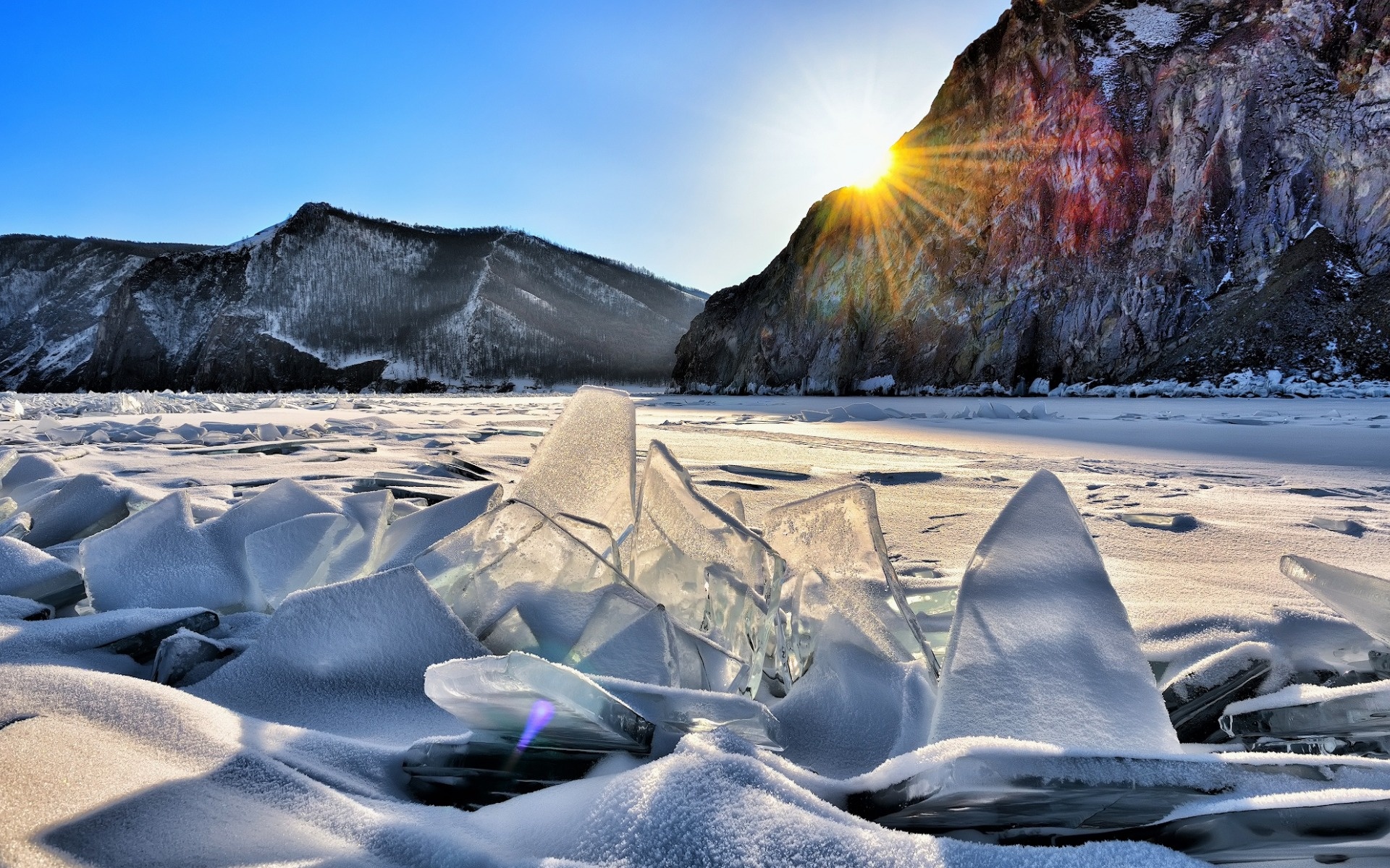 Snowy landscapes, Winter wonder, Baikal's beauty, Russian charm, 1920x1200 HD Desktop