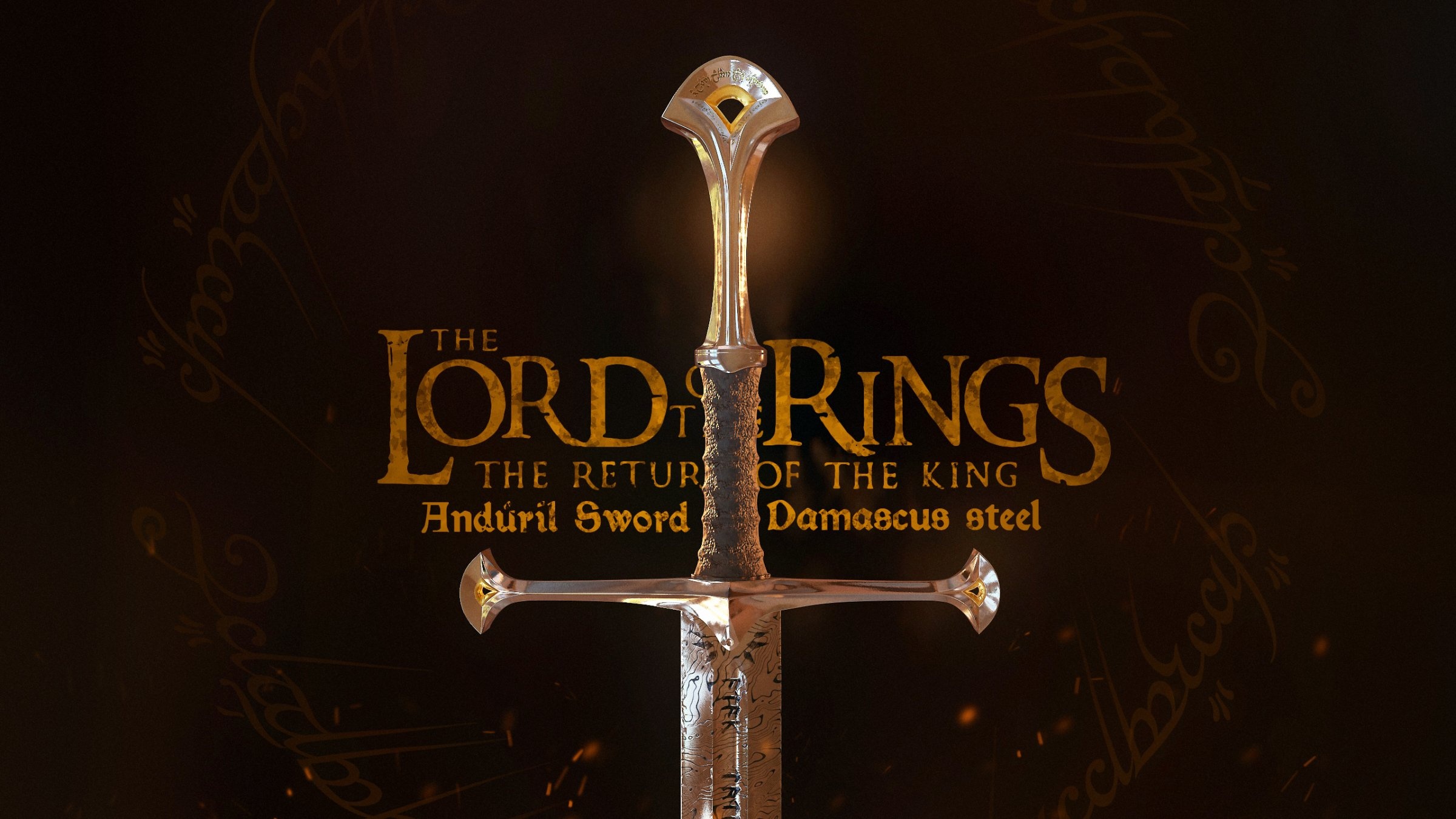 Anduril Sword, Lord of the Rings, King Elessar's sword, 3D model, 2400x1350 HD Desktop