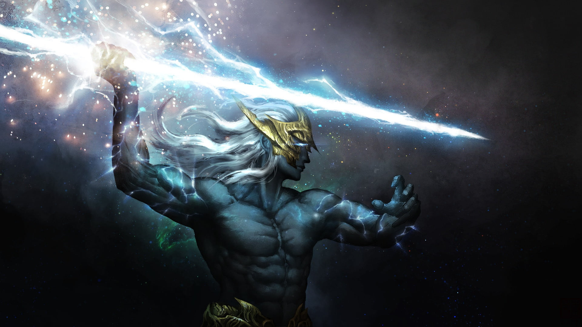 Zeus, Thunderbolt-wielding deity, Electrifying presence, Wallpapers to awe, 1920x1080 Full HD Desktop