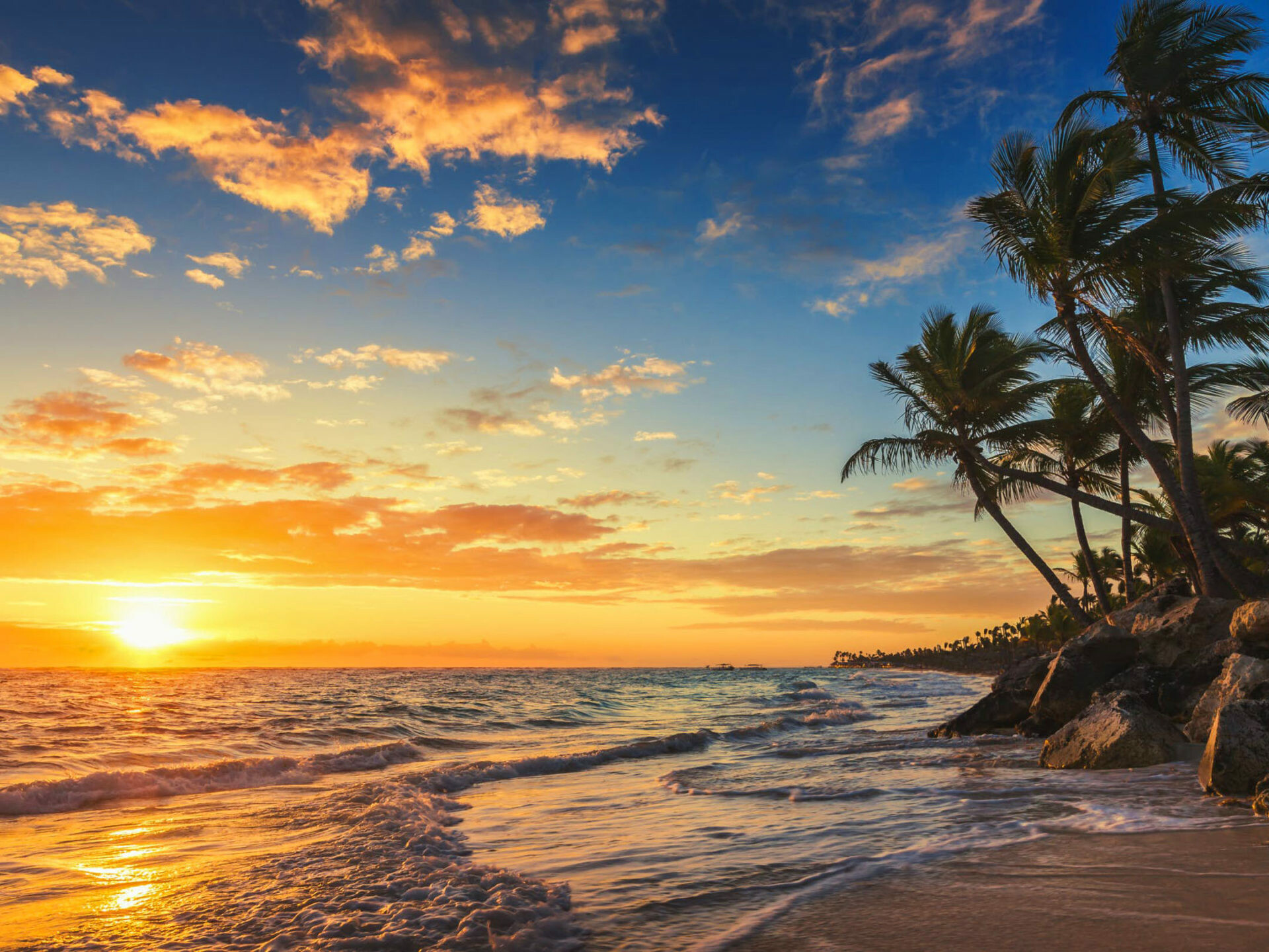 Tropical island sunrise, Punta Cana landscape, 1920x1440 HD Desktop