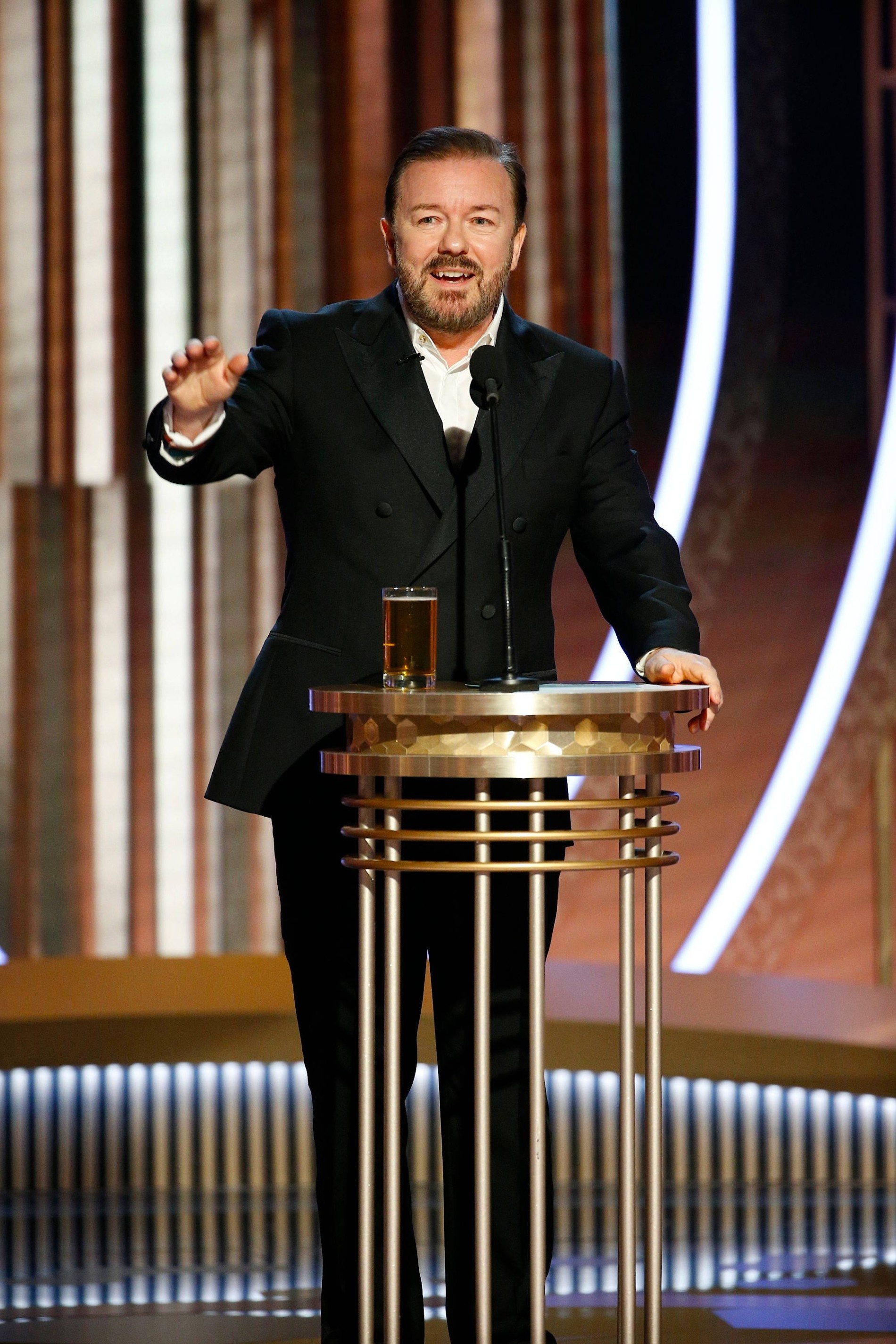 Ricky Gervais, Golden Globes speech, Hollywood roast, Memorable jokes, 1900x2850 HD Phone