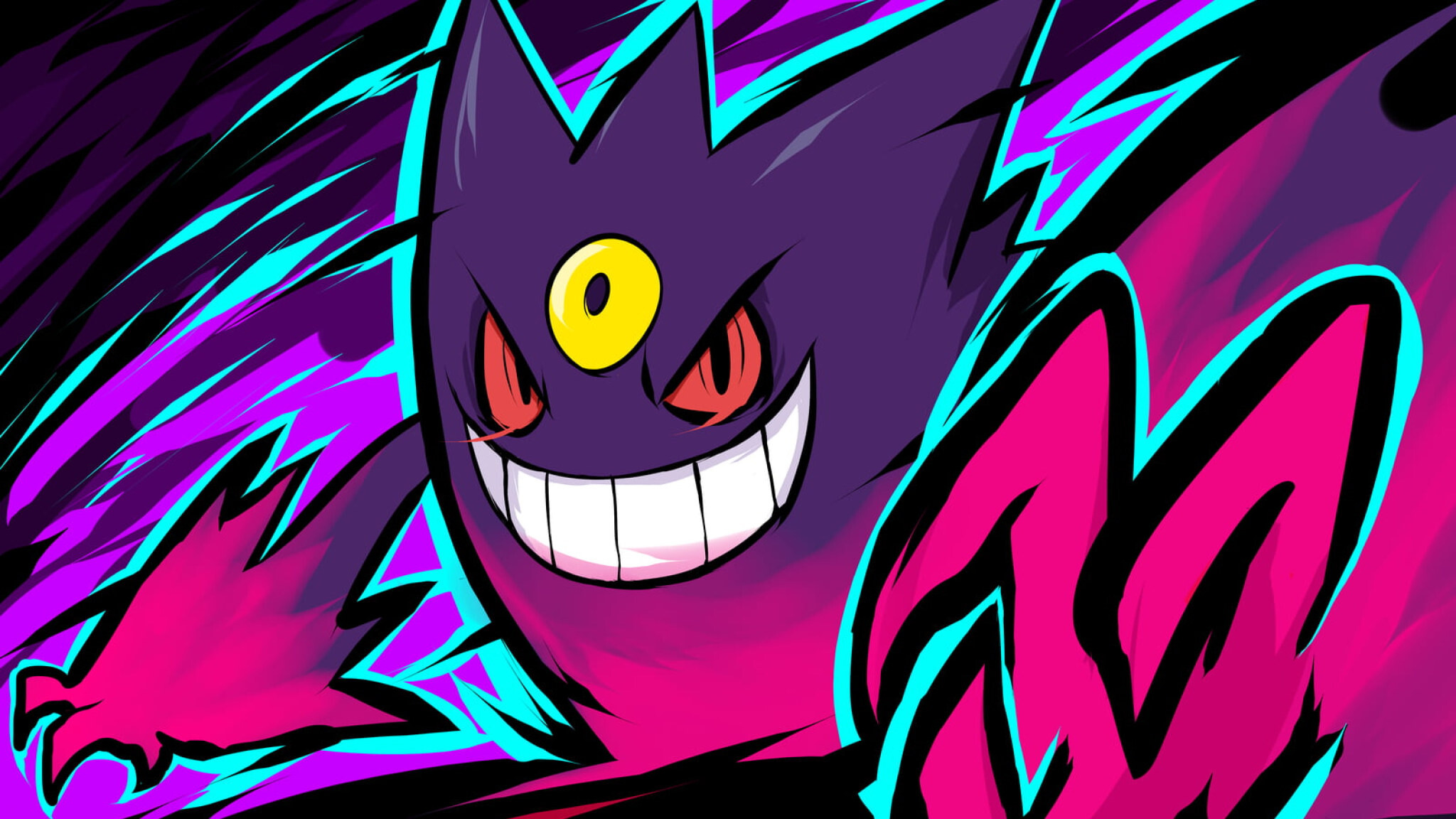 Haunter wallpaper, Mega Gengar appearance, Ghost-type Pokmon, Eerie background, 2050x1160 HD Desktop