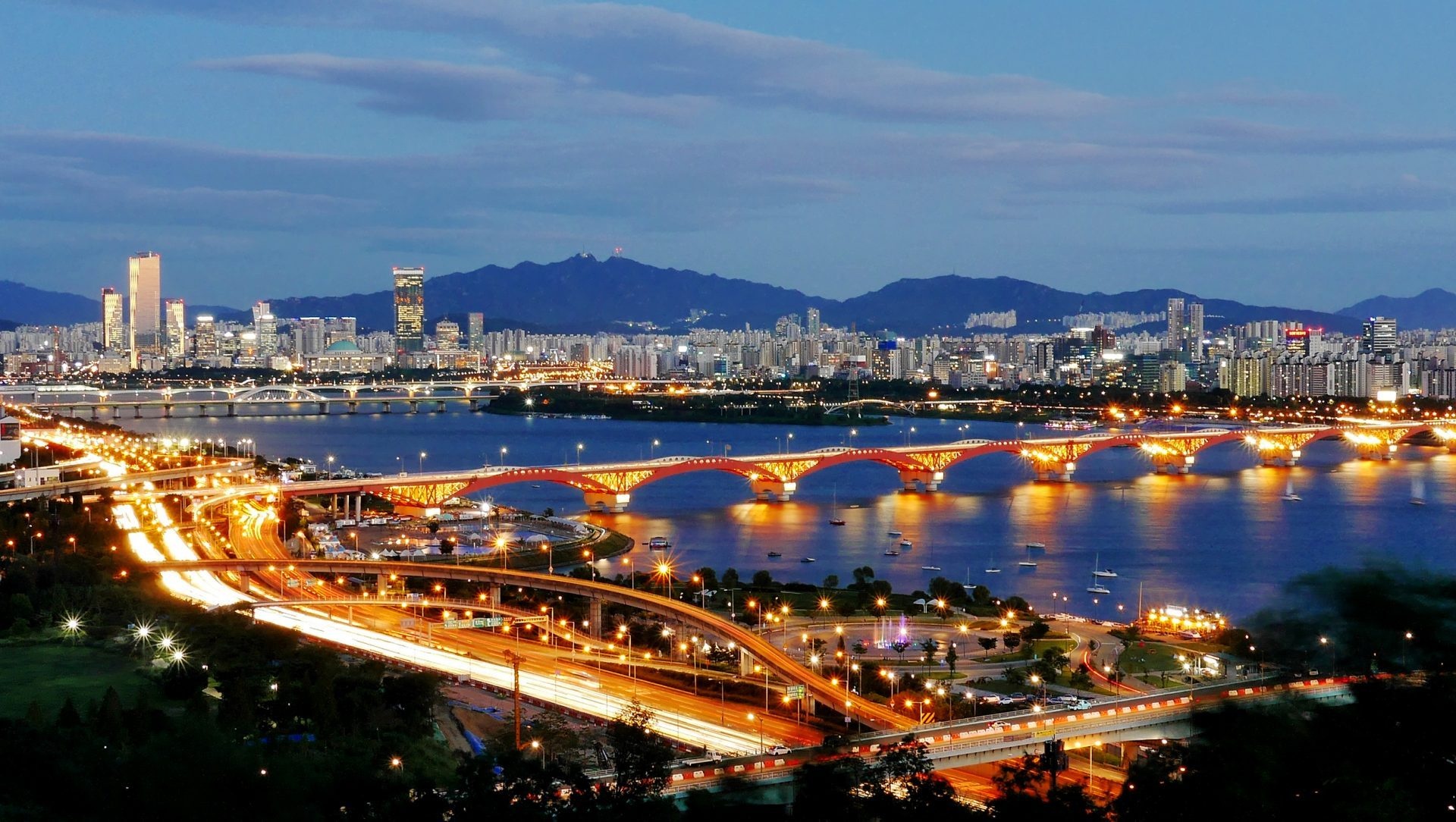 Seoul, Night Skylines Wallpaper, 1920x1090 HD Desktop