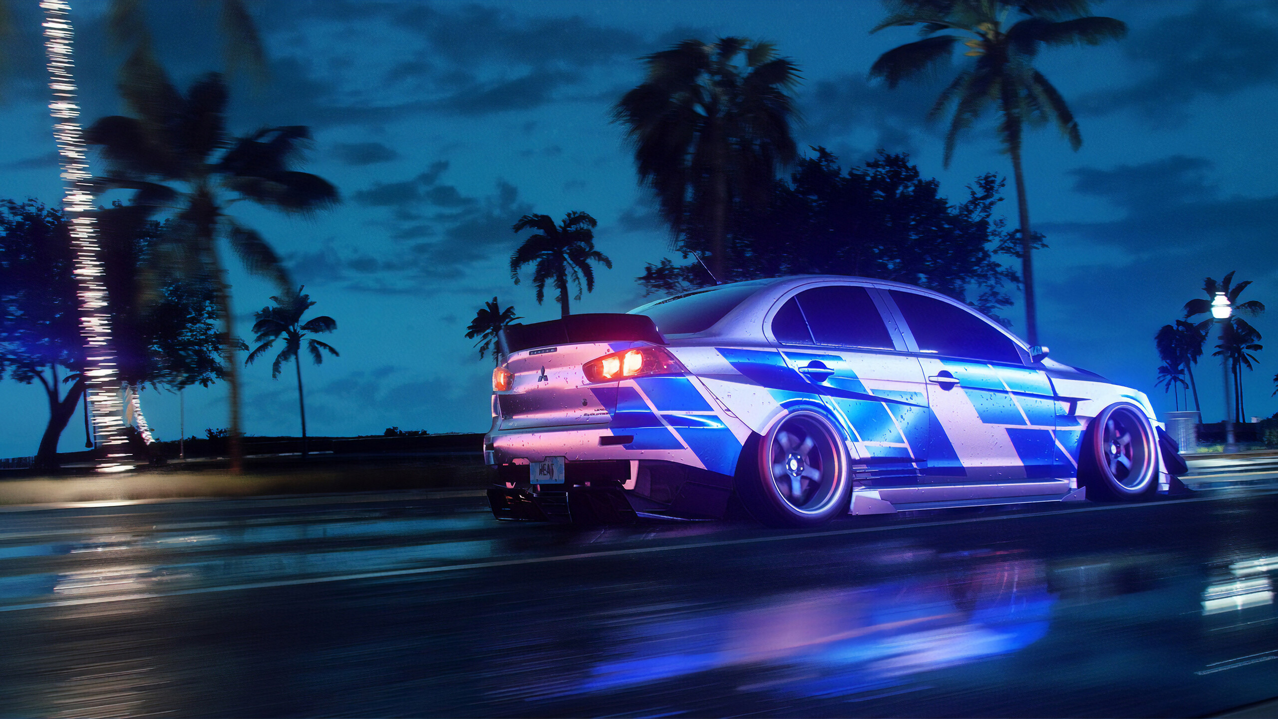 Need for Speed Heat, Mitsubishi Lancer, 4K resolution, Gaming wallpaper, 2560x1440 HD Desktop