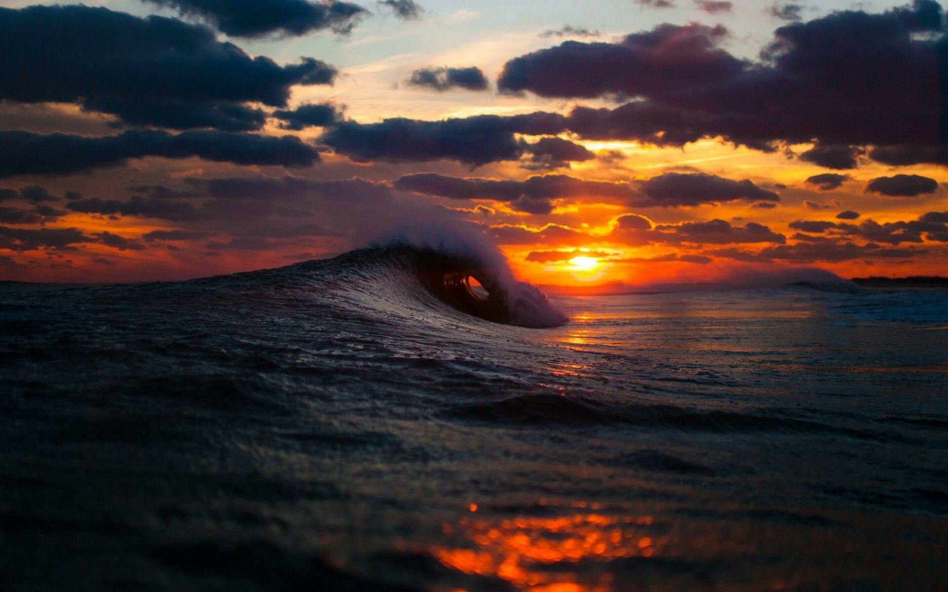 Ocean sunset, Coastline tranquility, Golden hour view, Beach serenade, 1920x1200 HD Desktop