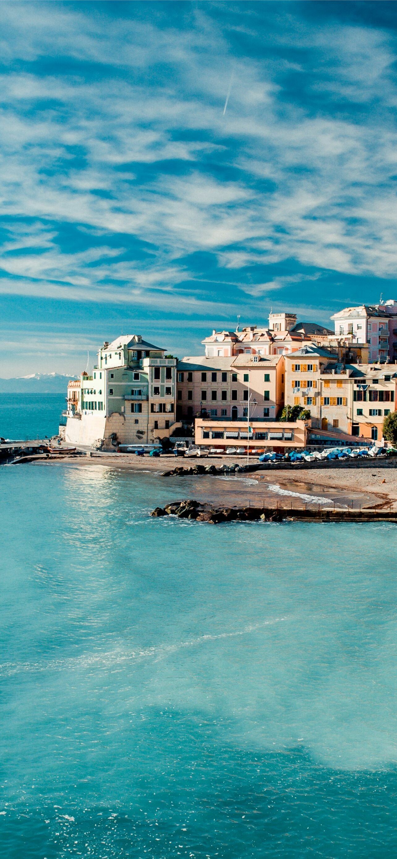 Italy coast, Tyrrhenian sea, Sky colors, Stunning houses, 1290x2780 HD Phone