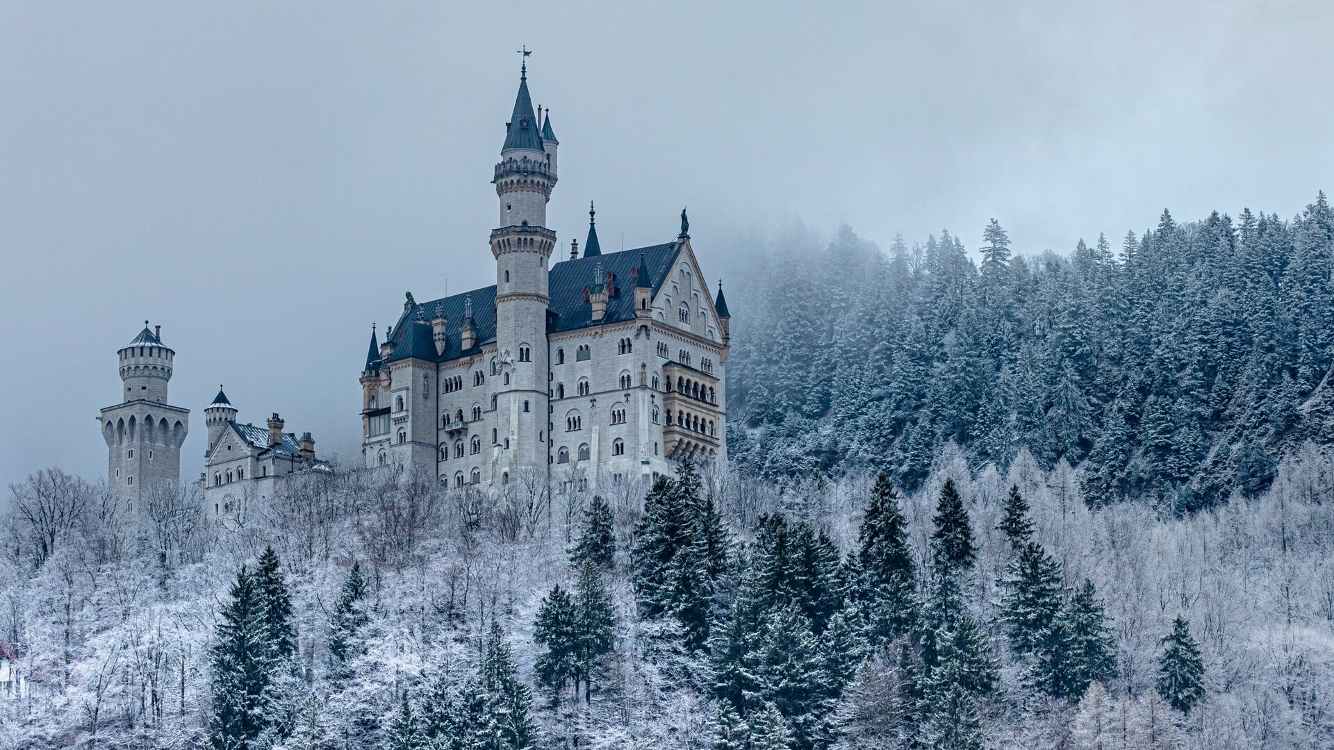 Winter, Neuschwanstein Castle Wallpaper, 1920x1080 Full HD Desktop