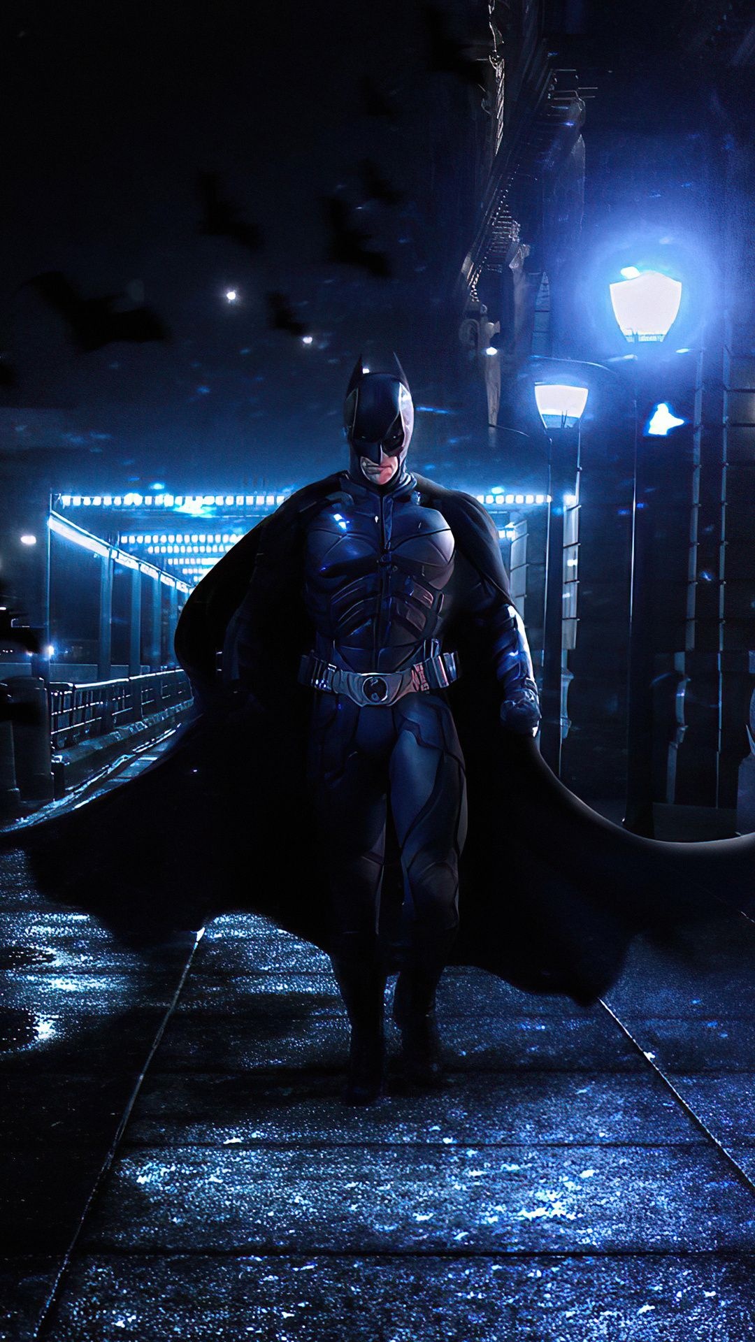 Gotham streets, Christian Bale (Batman) Wallpaper, 1080x1920 Full HD Phone