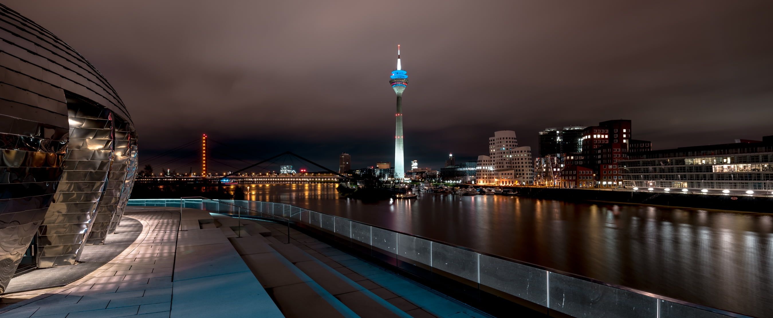 Dusseldorf skyline, Dusseldorf wallpapers, City skyline, Urban development, 2700x1120 Dual Screen Desktop