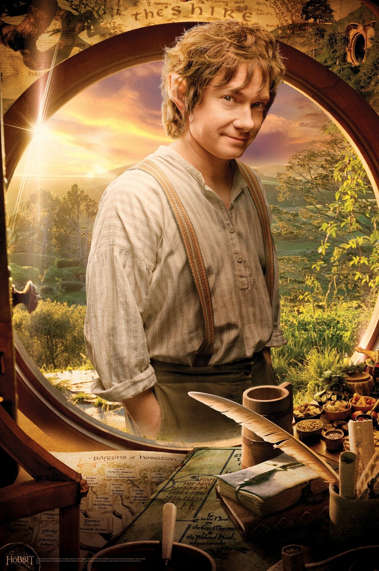 Bilbo Baggins portrait mural, The Hobbit, Unexpected Journey, Memorable character, 1330x2000 HD Phone