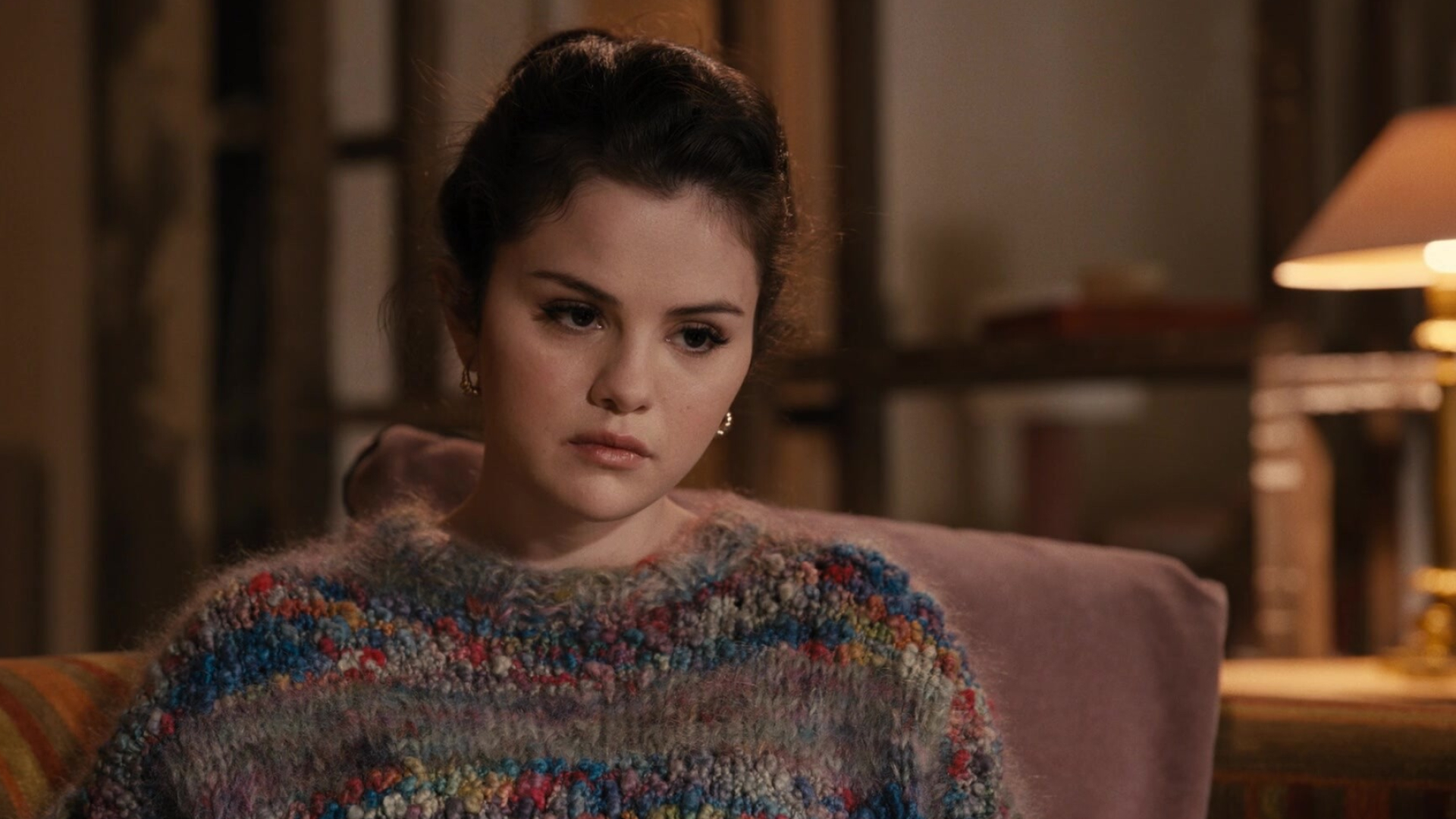 Multicolor knitted sweater, Selena Gomez wardrobe, Mabel's style, TV show, 1920x1080 Full HD Desktop