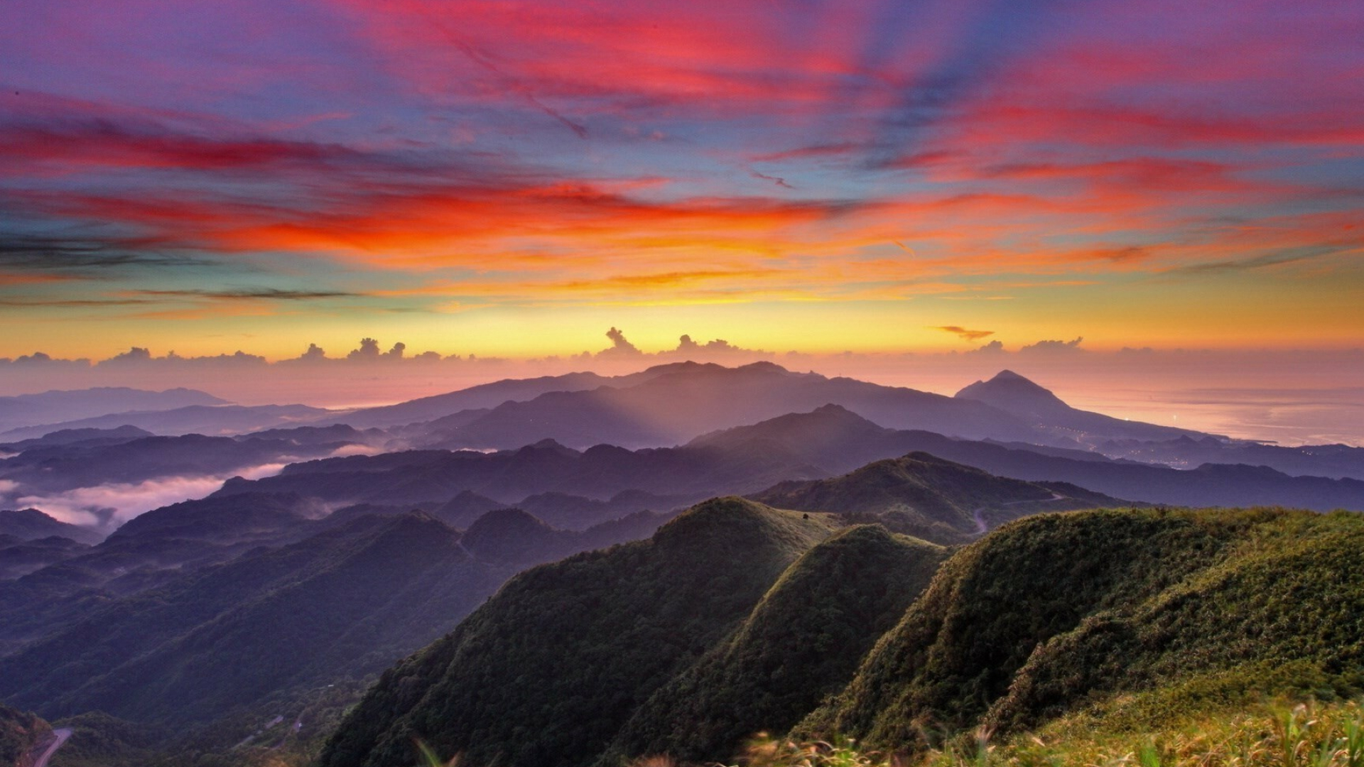 Colorful mountain sunrise, Natural wonder, Scenic beauty, Majestic landscape, 1920x1080 Full HD Desktop