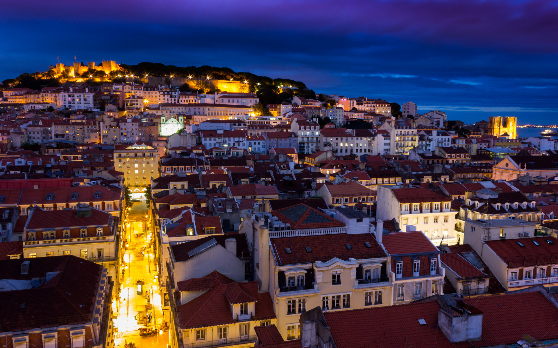 Night view, Lisbon (Portugal) Wallpaper, 1920x1200 HD Desktop