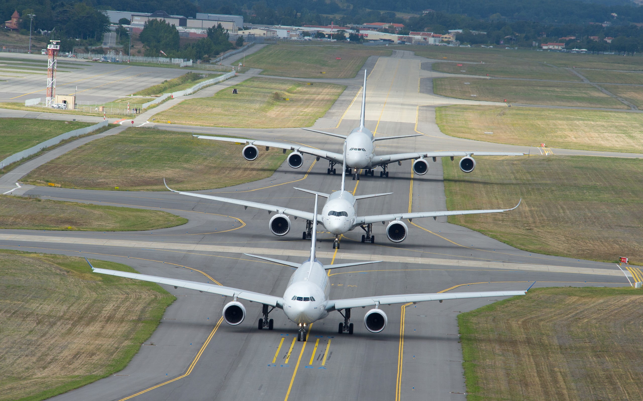 Airbus, Commercial airplane, Runway wallpaper, 2560x1600 HD Desktop