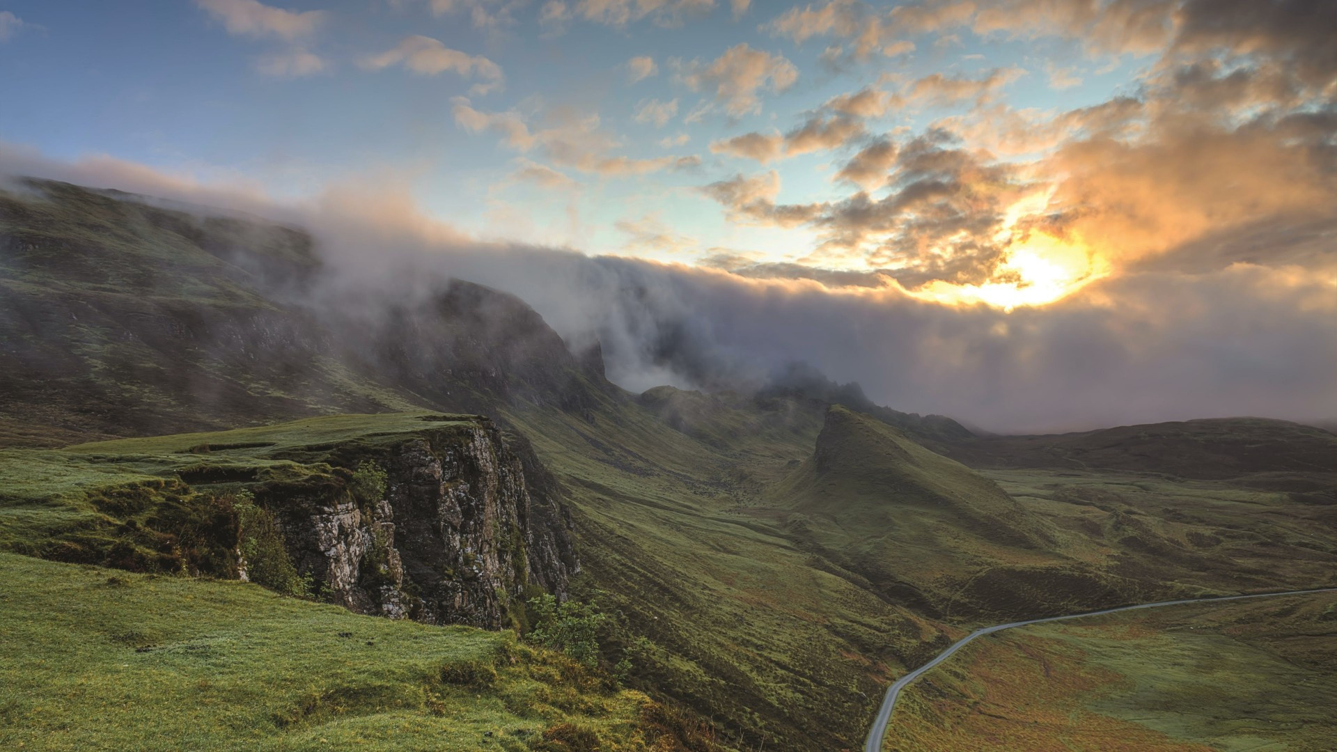 Skye Scotland clouds sunset, Wide screen, 1920x1080 Full HD Desktop