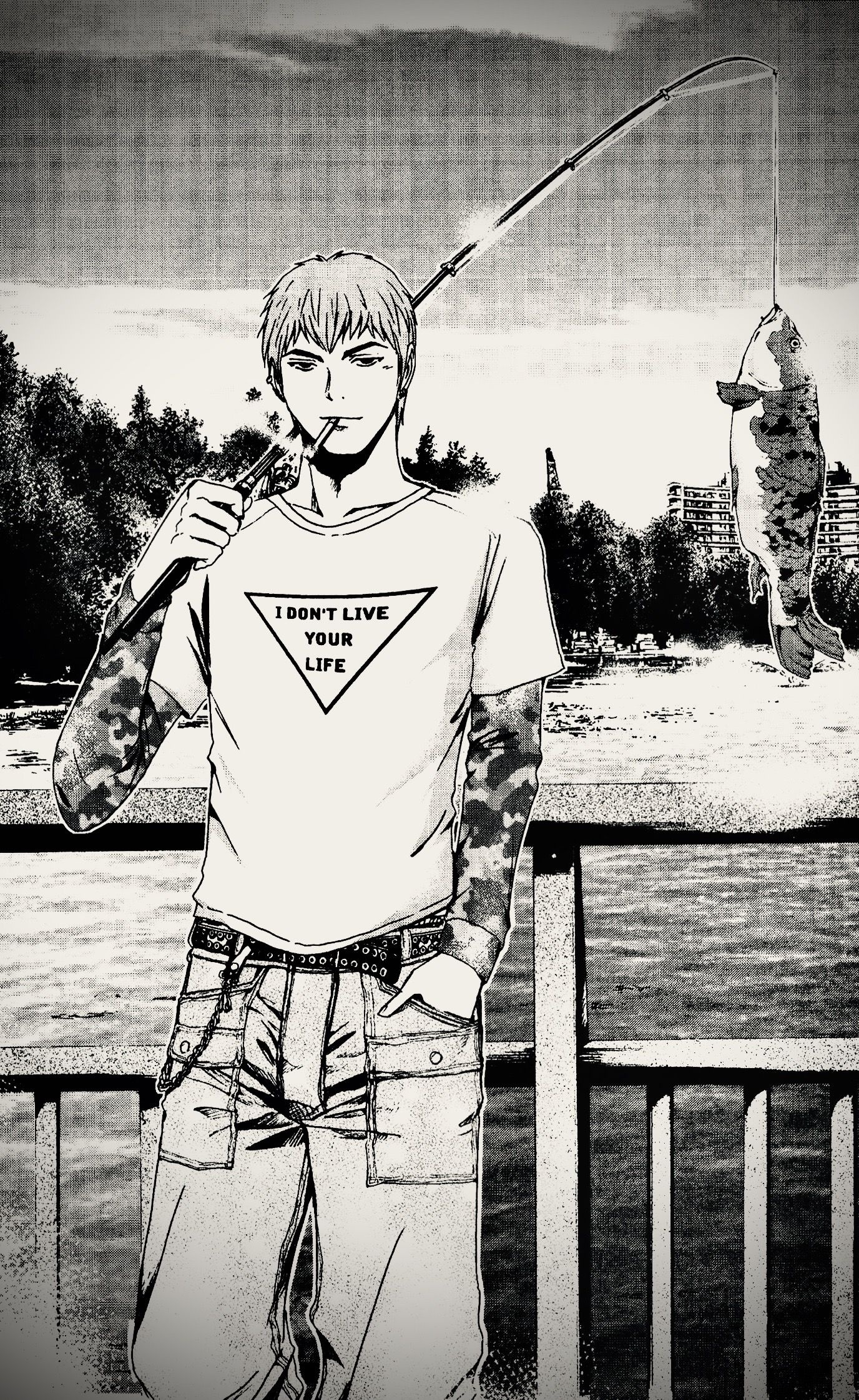 Monochrome, Great Teacher Onizuka Wallpaper, 1380x2250 HD Phone