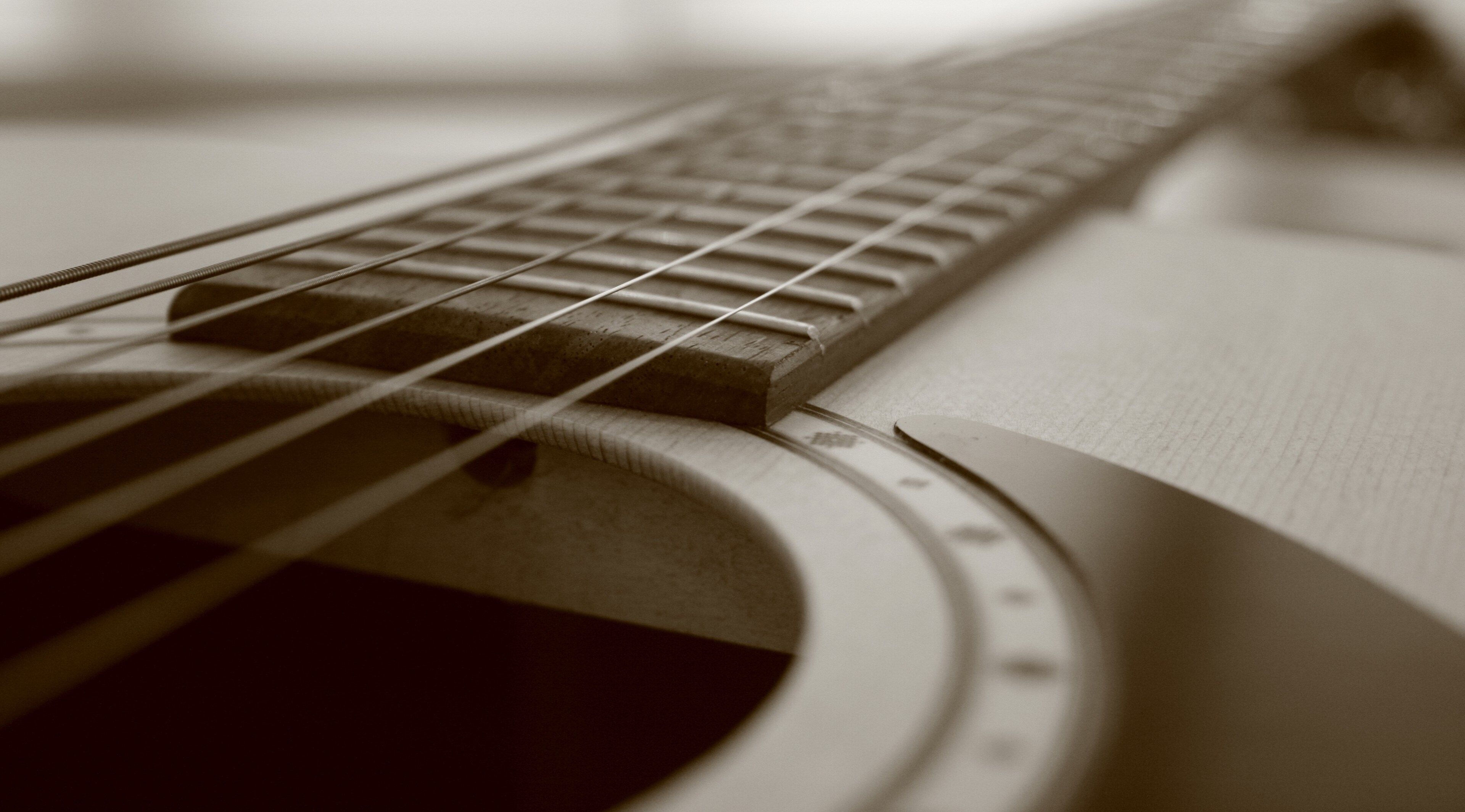 Acoustic marvel, Guitar brilliance, Harmonic depths, Melodic resonance, 3840x2130 HD Desktop