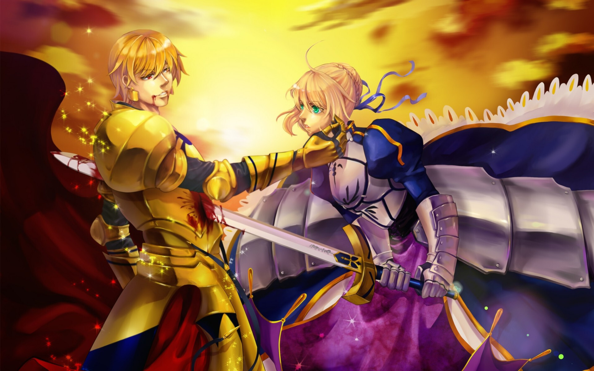 Gilgamesh, Fate/Zero, Sword fight, Epic wallpaper, 1920x1200 HD Desktop