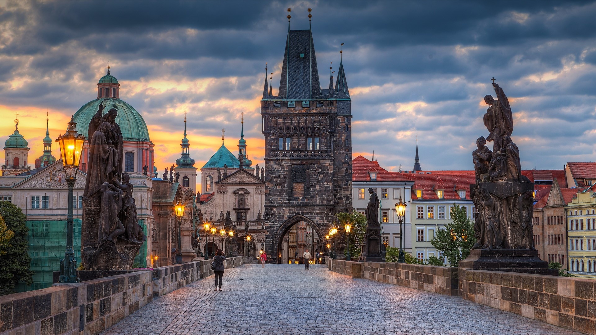 Charles Bridge, Prague, Morning view, Czech Republic, 1920x1080 Full HD Desktop