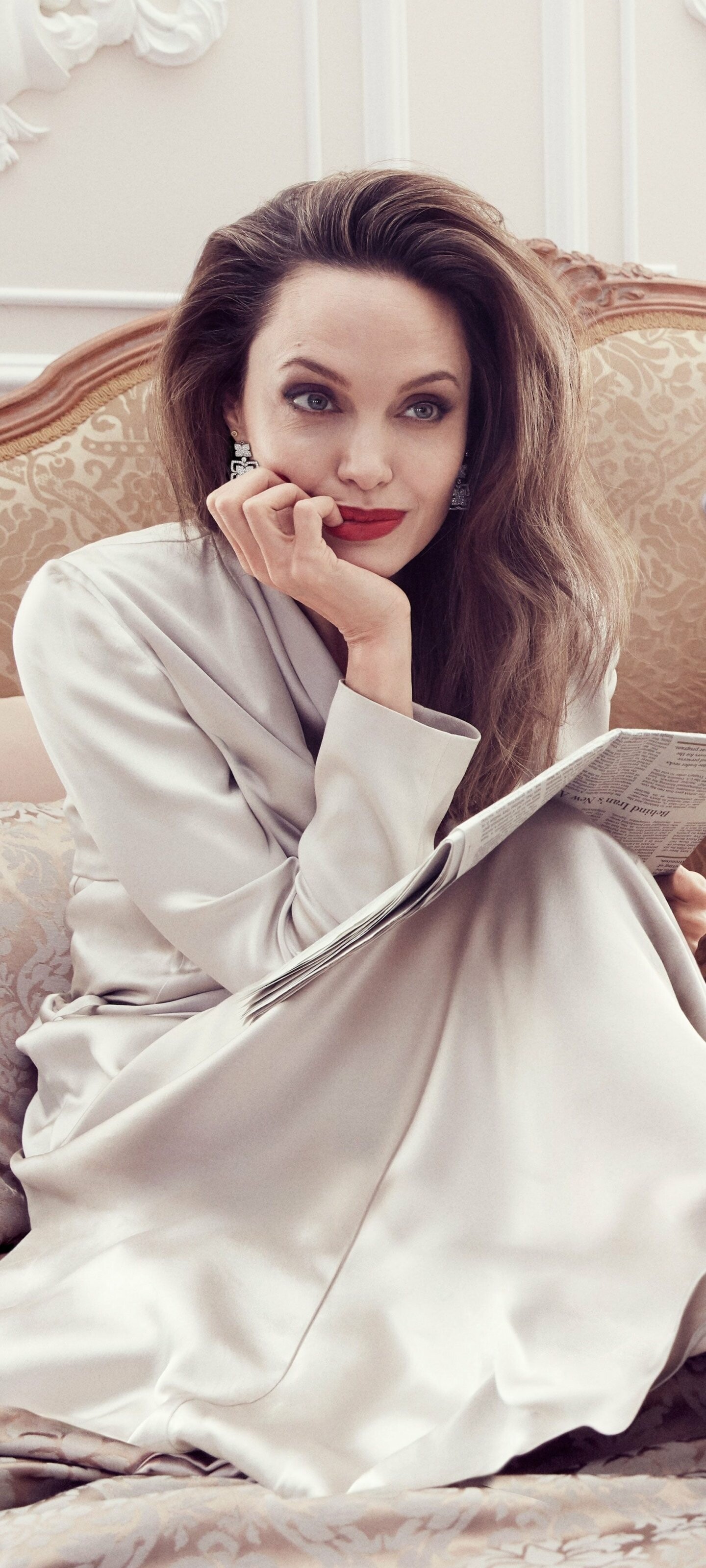 Elle 2019, Angelina Jolie Wallpaper, 1440x3200 HD Phone