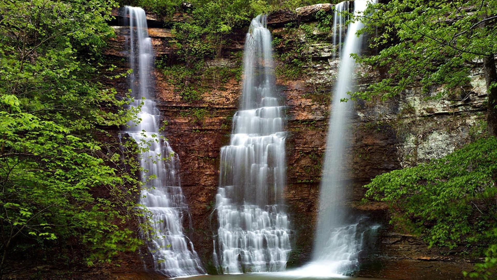 Triple falls in Arkansas, HD wallpaper, Background image, 1920x1080 Full HD Desktop