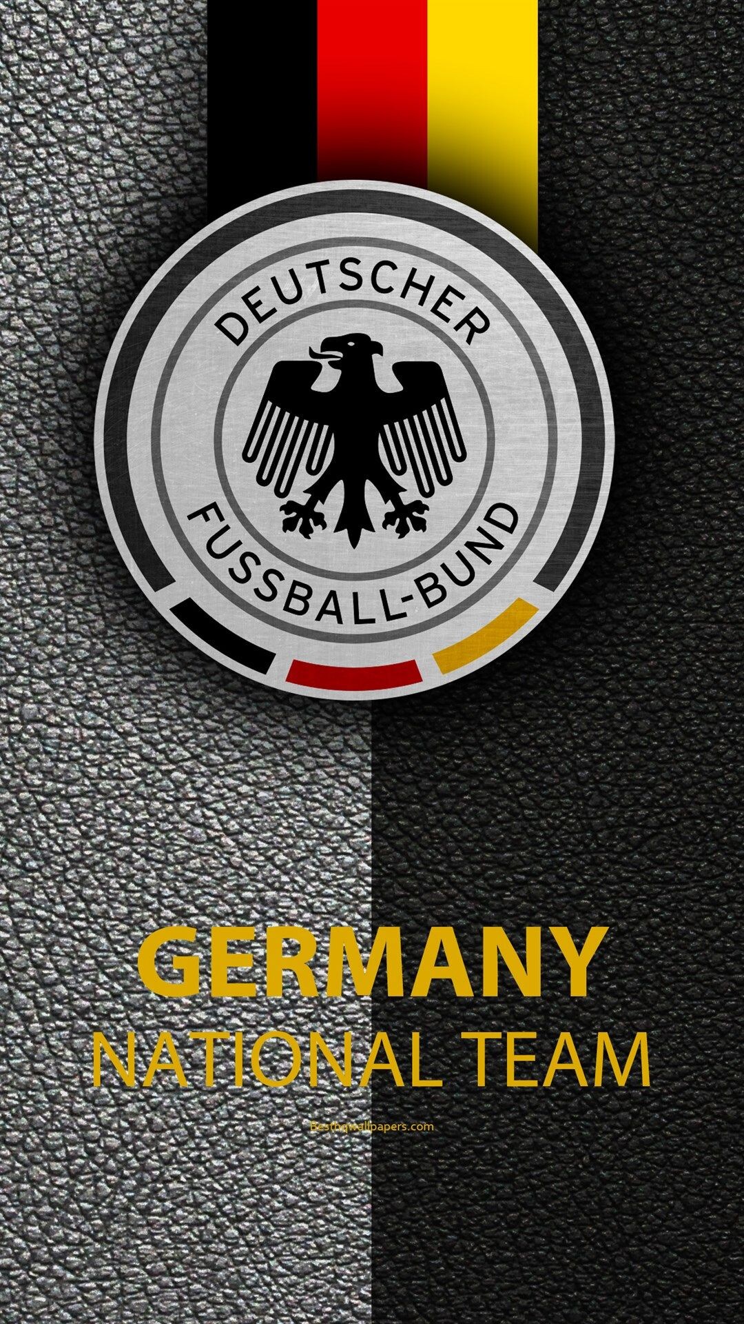 Germany National Football Team, Leather texture, Emblem logo, Germany football, 1080x1920 Full HD Phone