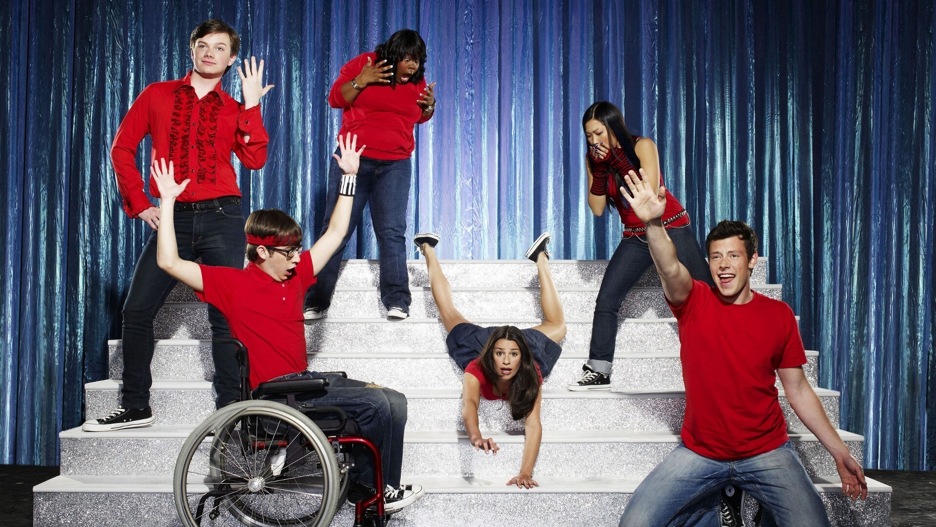 Glee desktop wallpaper, TV show fandom, Iconic imagery, Captivating characters, 1920x1080 Full HD Desktop