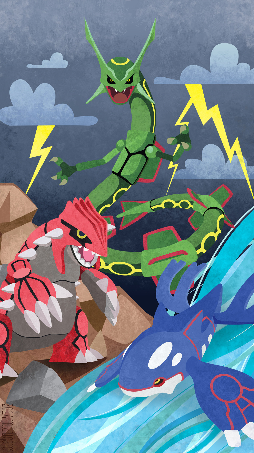 Kyogre (Anime), Groudon, Kyogre, Rayquaza, 1080x1920 Full HD Phone