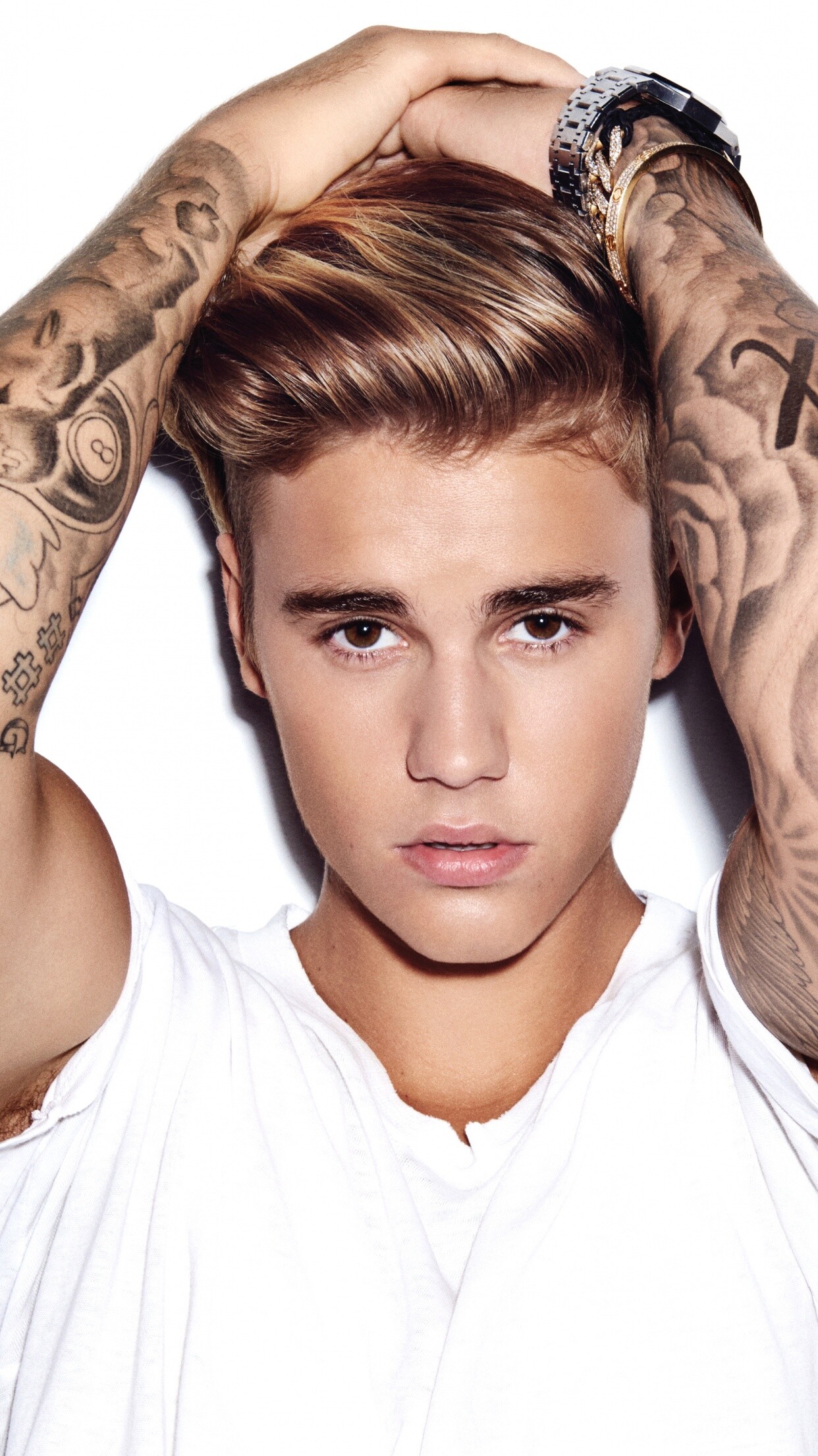 4K Bieber wallpaper, Pop singer, White background, Musical artistry, 1250x2210 HD Phone