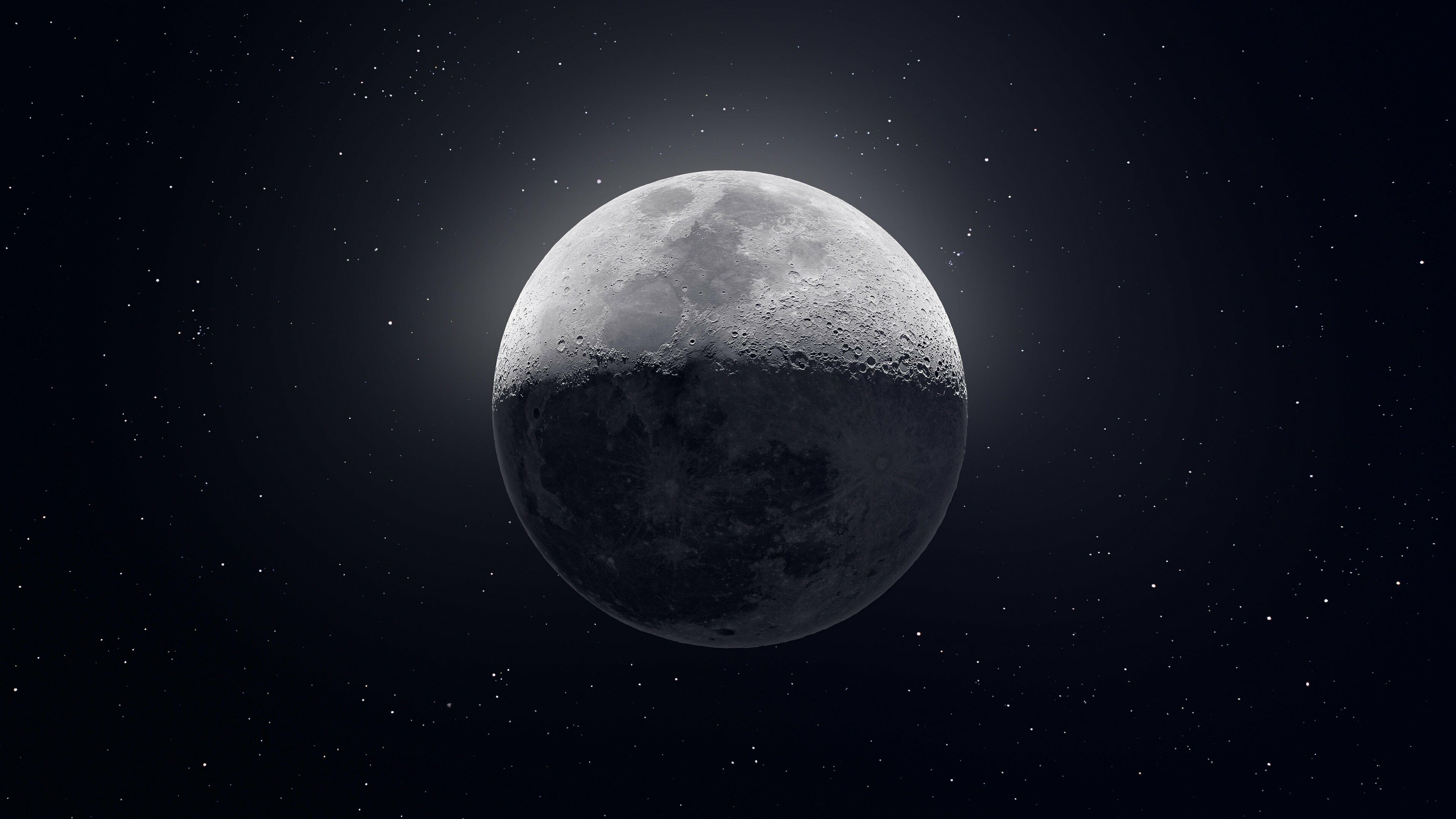 4k moon wallpaper, Lunar grandeur, High resolution moon, Mesmerizing views, 3840x2160 4K Desktop