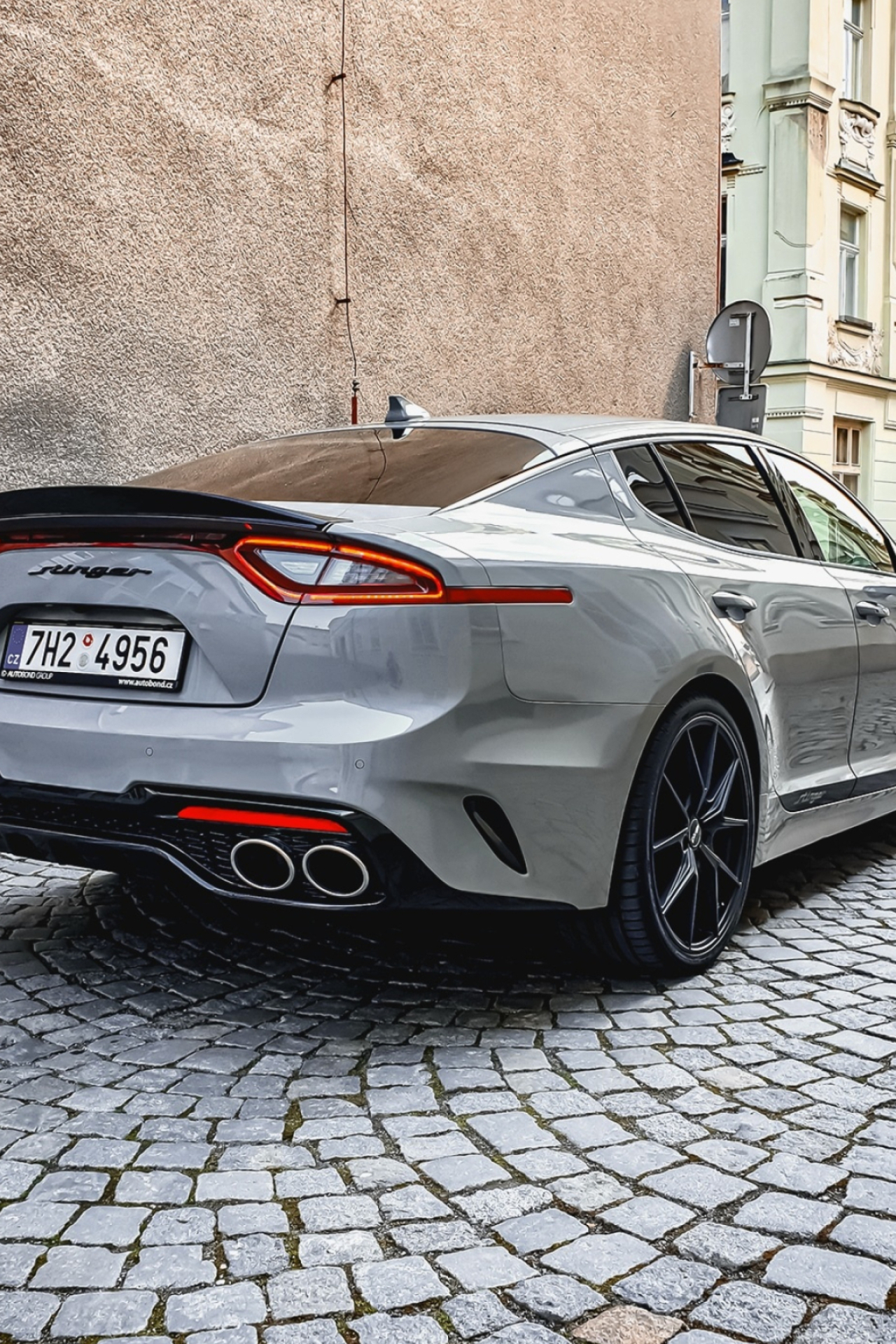 Kia Stinger, Stylish wheels, Black matte finish, Perfect fit for the Stinger, 1280x1920 HD Phone