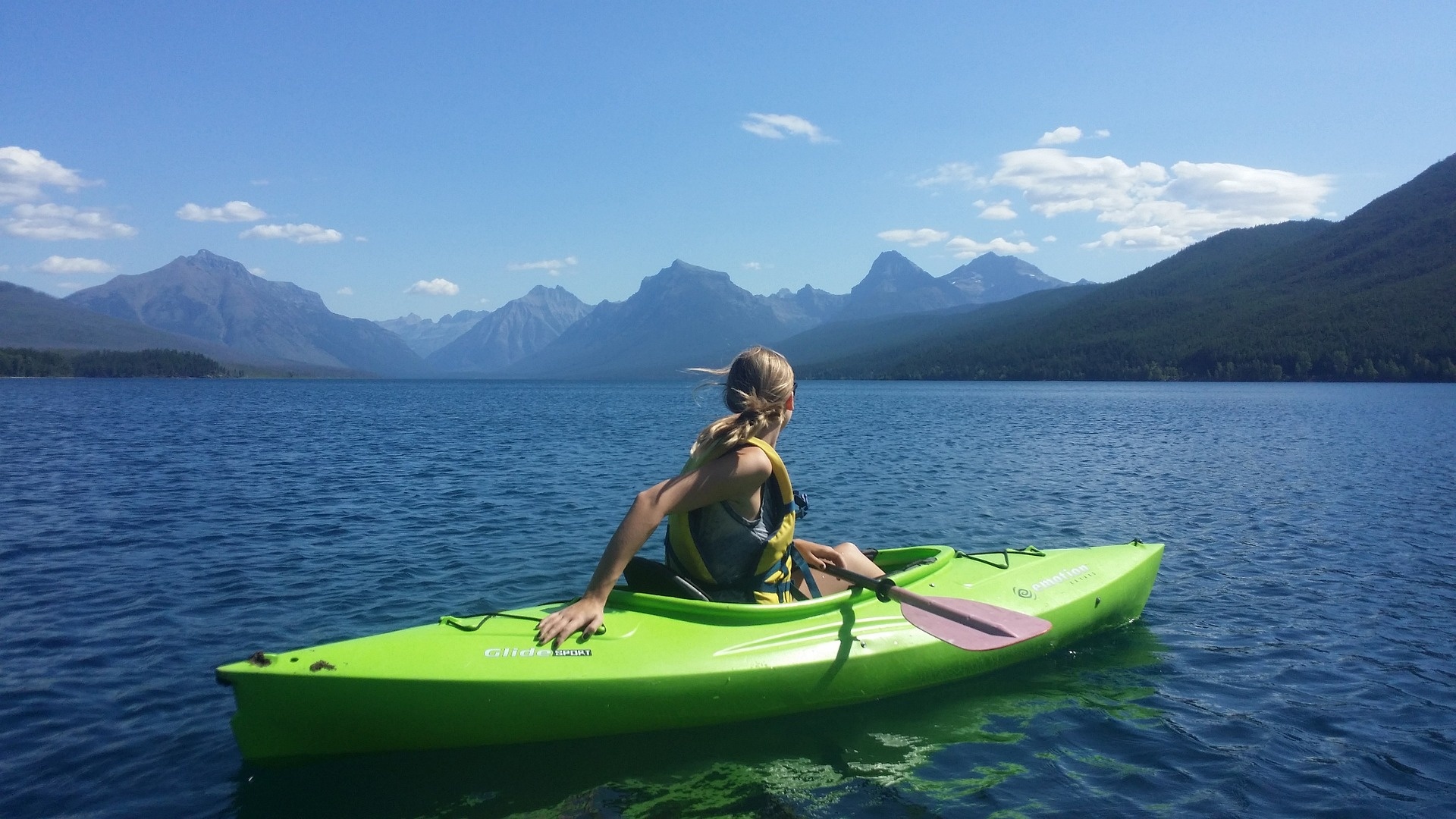 Mountain background, Paddle pursuits, Kayaking, Kayak, 1920x1080 Full HD Desktop