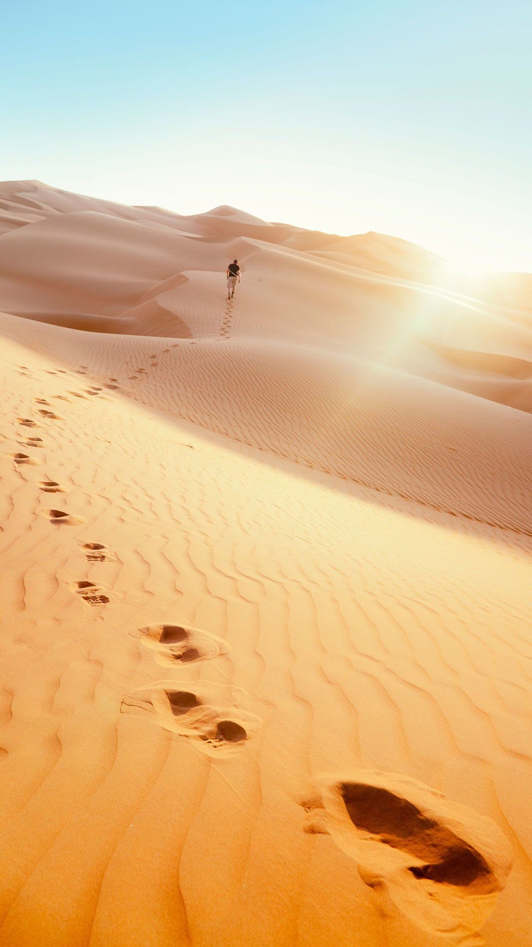 Desert, Footprints in the Sand Wallpaper, 1080x1920 Full HD Phone