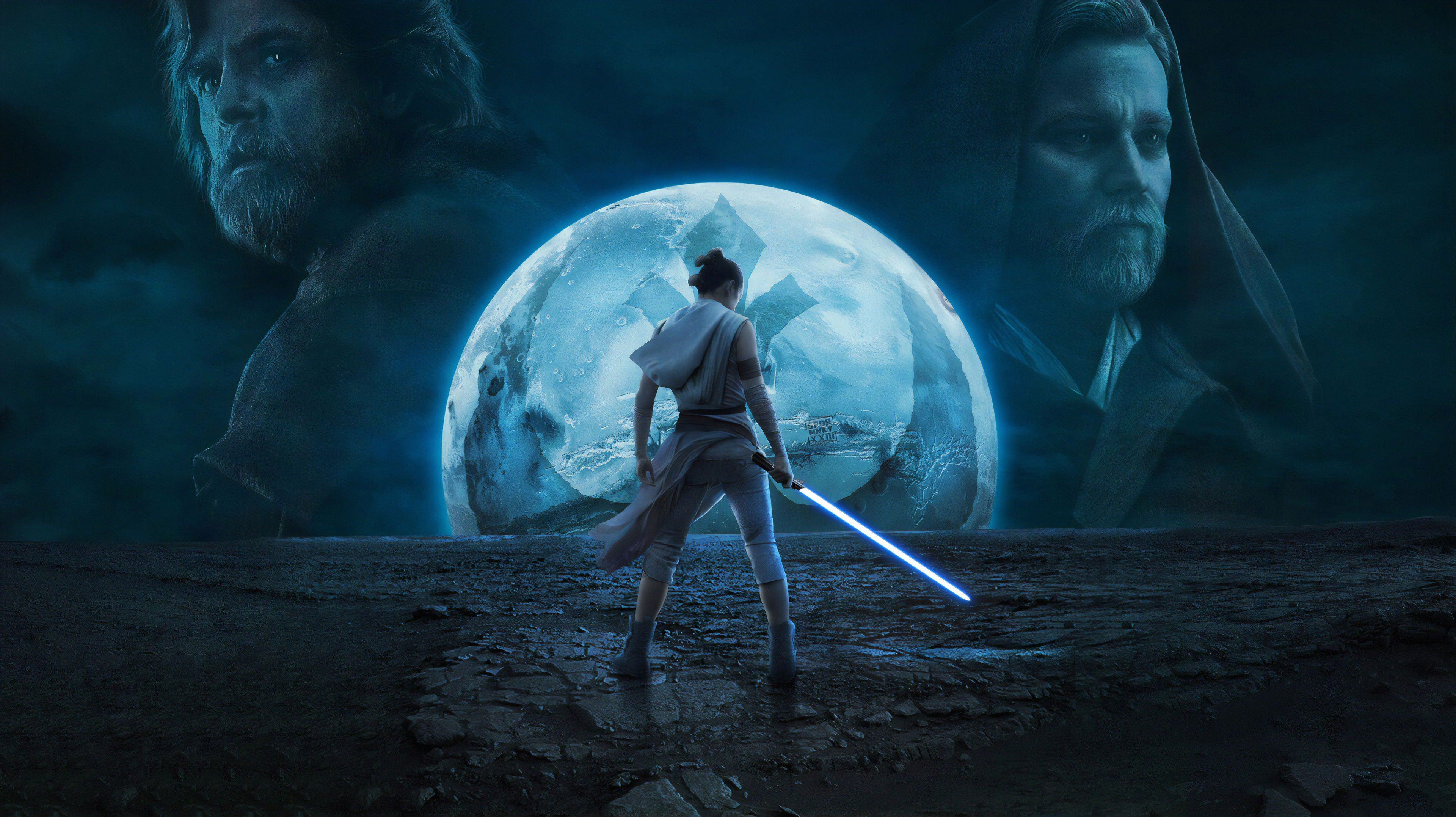 Obi-Wan Kenobi and Rey, Luke Skywalker Wallpaper, 3840x2160 HD Desktop