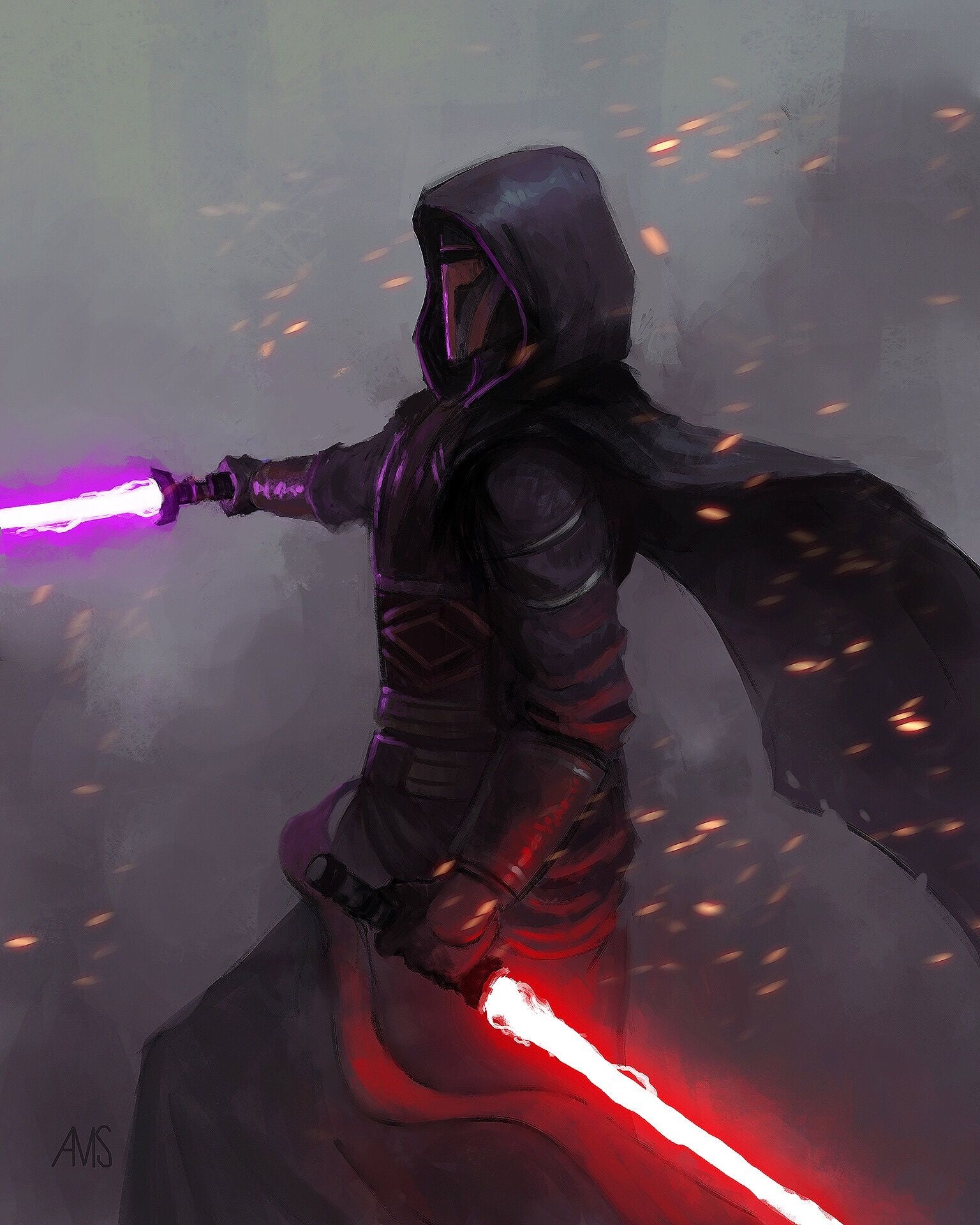 Darth Revan, Art by Aric Salyer, Star Wars artwork, Sith representation, 1540x1920 HD Phone