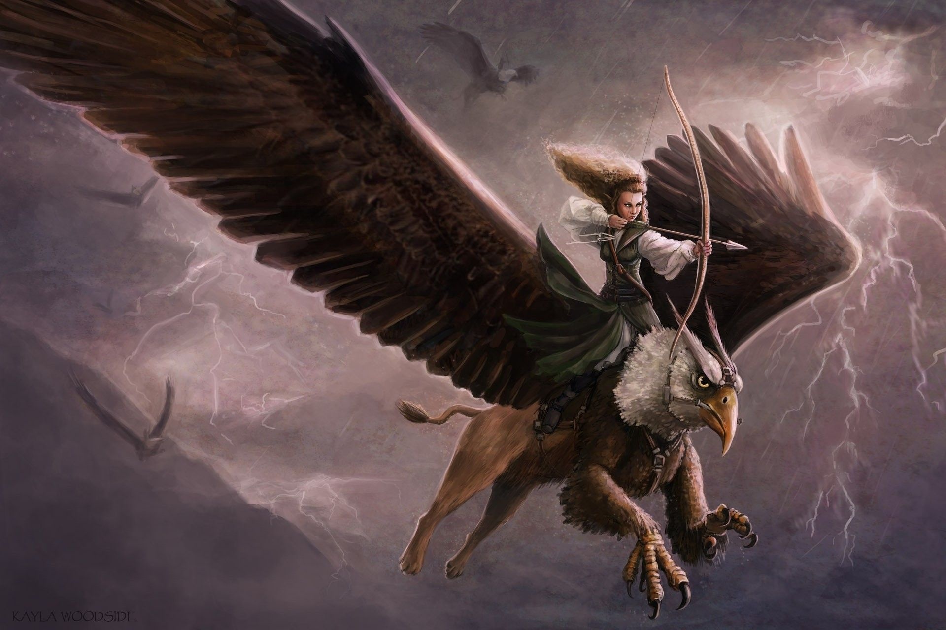 Griffins, Gryphon art, Fantasy art, Mystical creatures, 1920x1280 HD Desktop