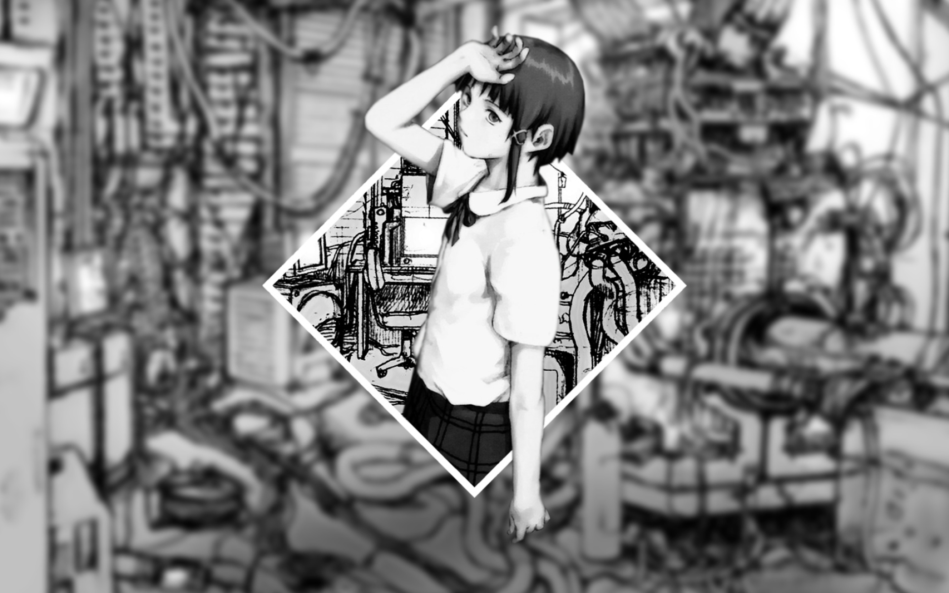 Monochrome, Serial Experiments Lain Wallpaper, 1920x1200 HD Desktop