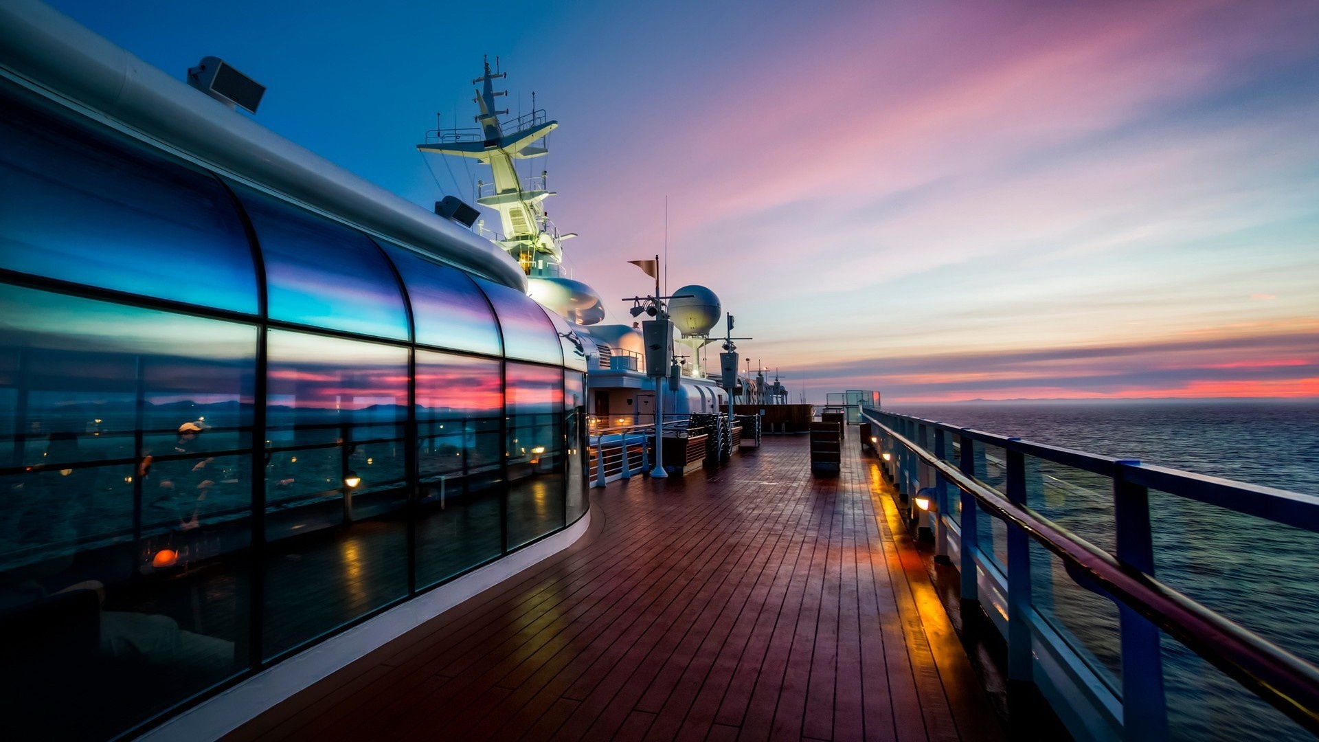 Boat at sunset, Reflection on water, Evening cruise, Dusk atmosphere, 1920x1080 Full HD Desktop