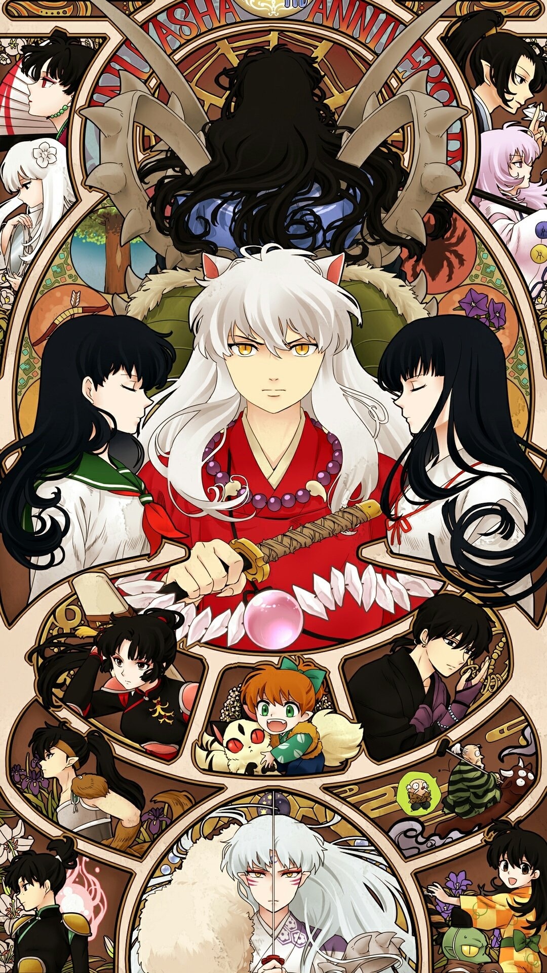 Vibrant anime art, InuYasha series, Sarah Walker's post, Magical romance, 1080x1920 Full HD Phone